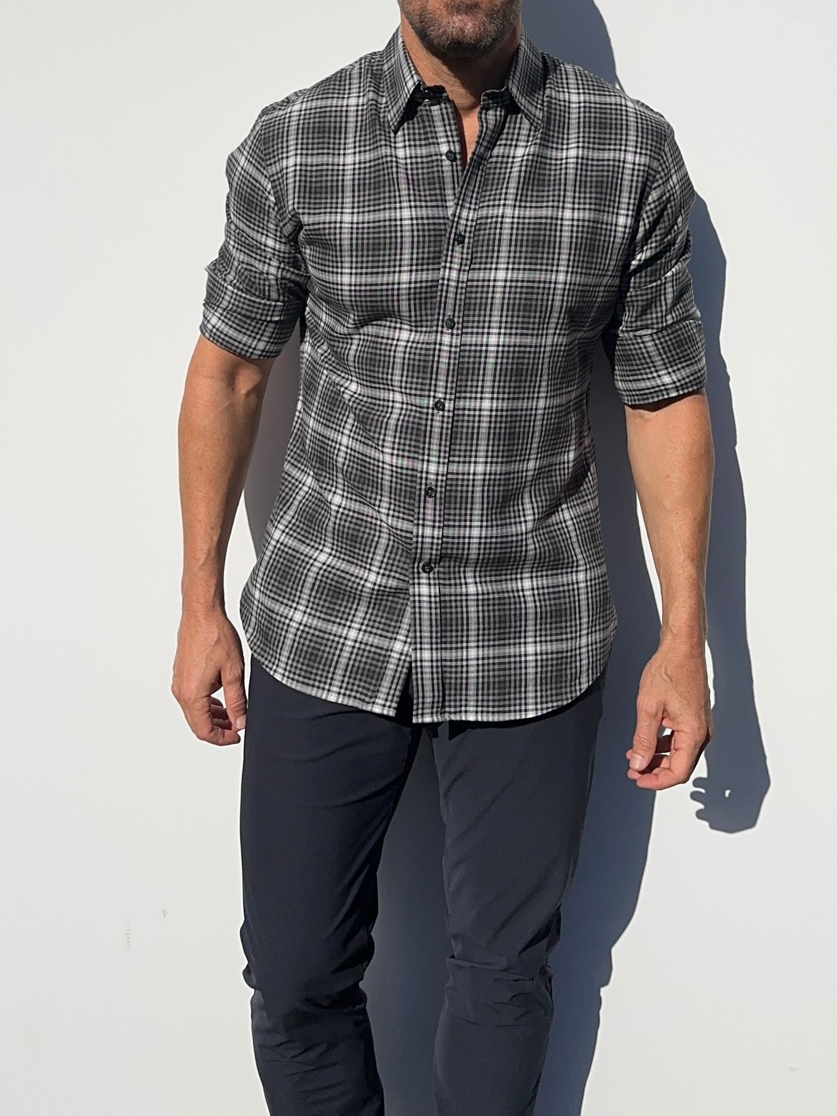 Black, White & Gray Glen Plaid Flannel - Gray Glen Plaid Flannel
