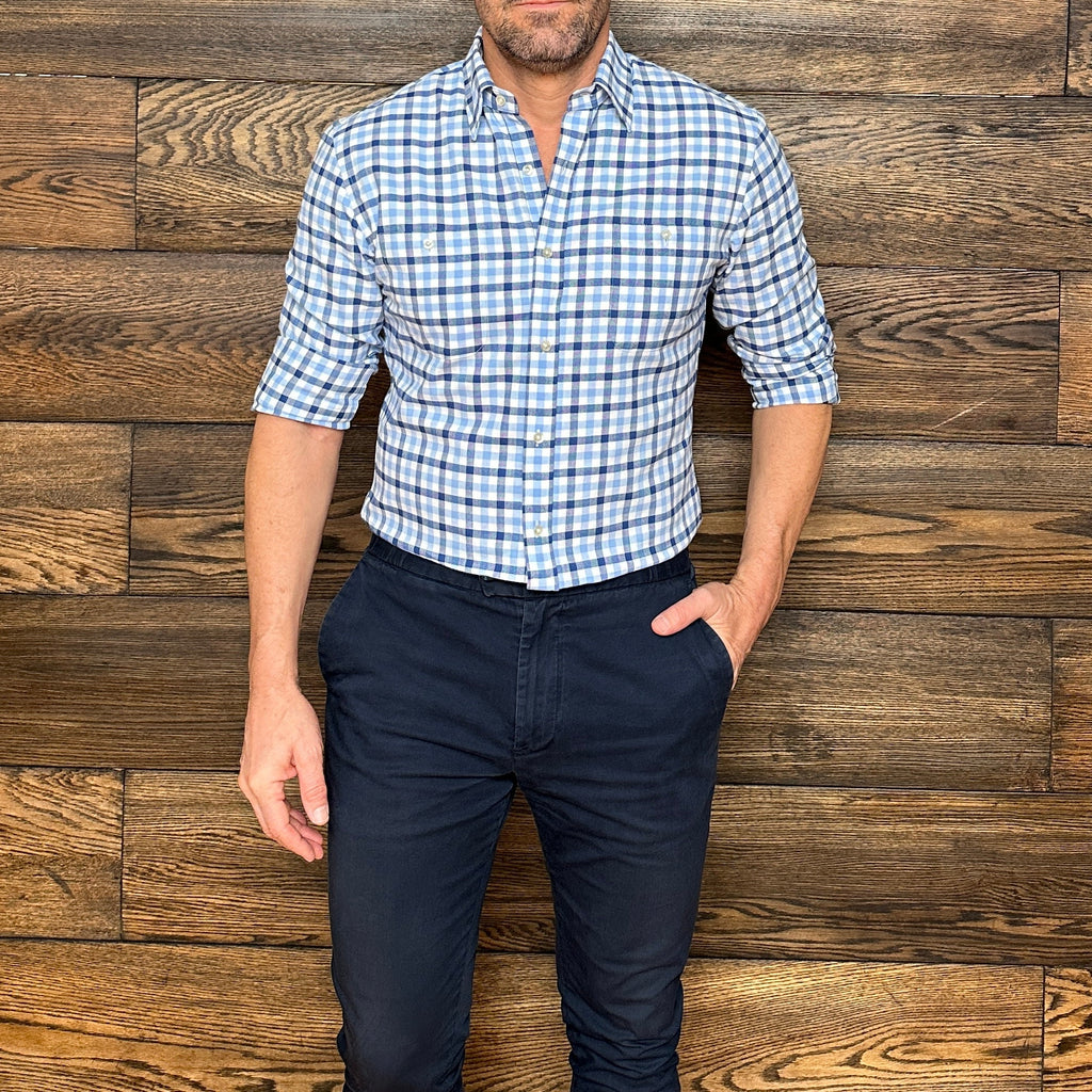 Navy, Pink & White Plaid Flannel - LB & Blue Navy Plaid