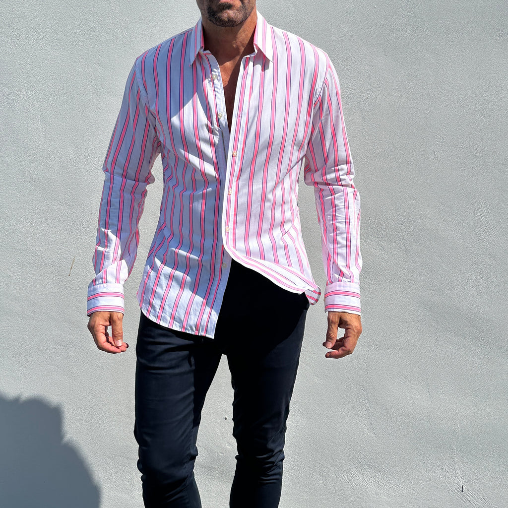 Neon Pink & Blue Stripe - Neon Pink & Blue Stripe