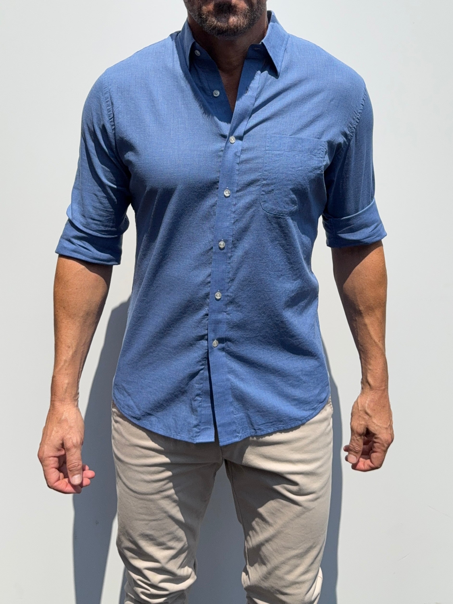 Super Lightweight Cotton- Long Sleeve - Pacific Blue