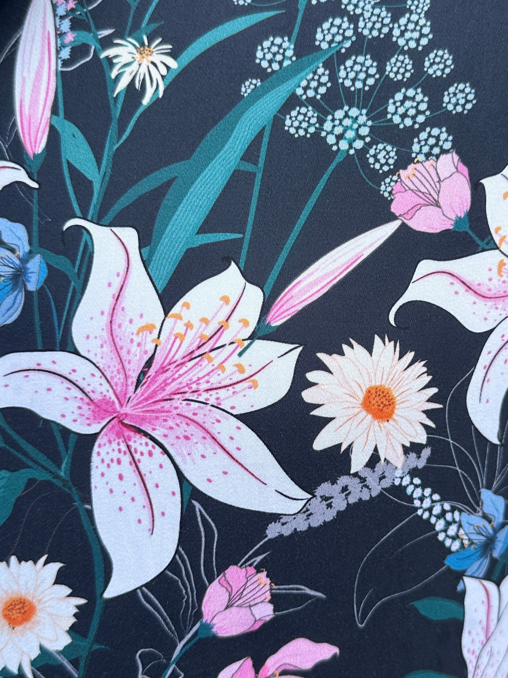 Lily Floral Party Shirt - Navy