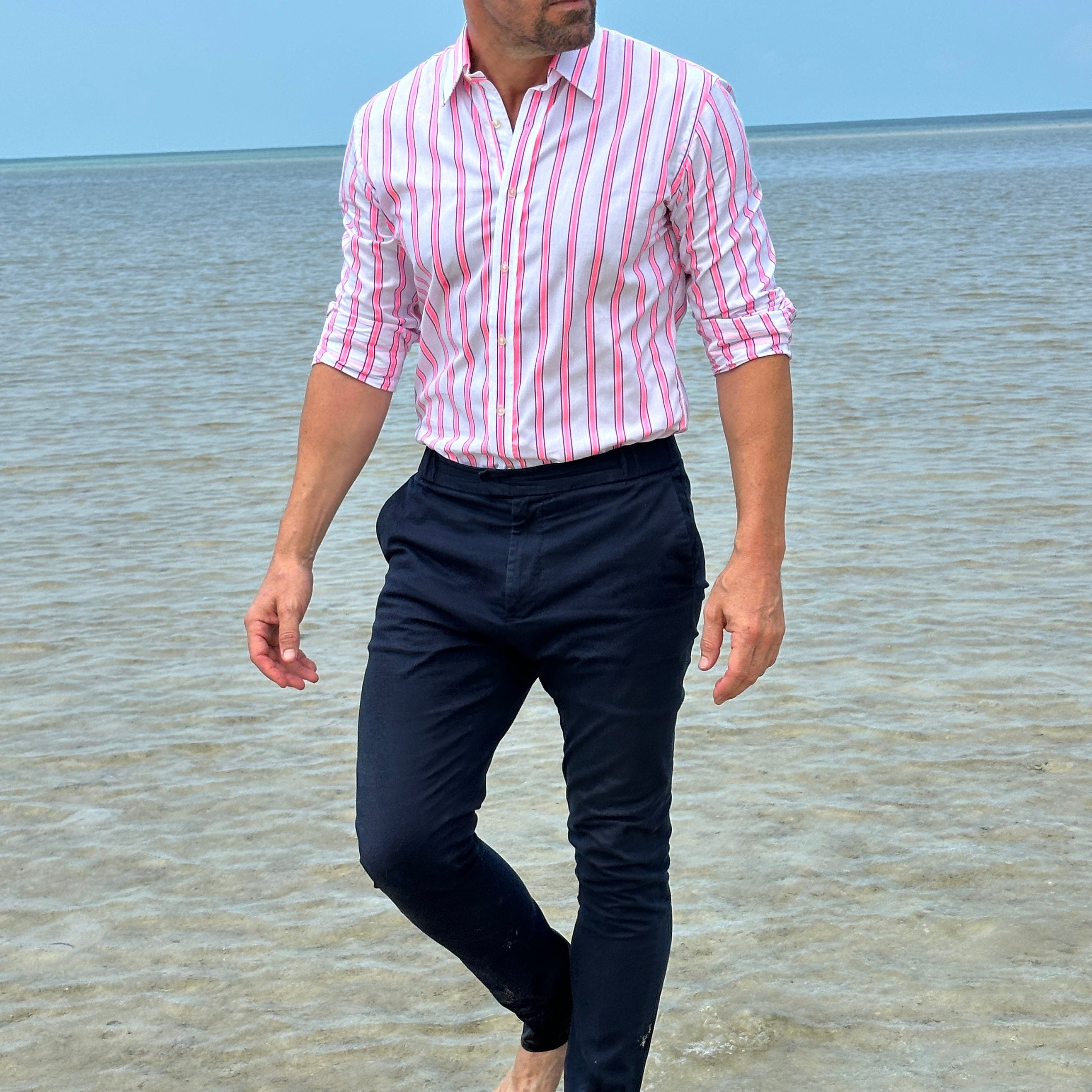 Neon Pink & Blue Stripe - Neon Pink & Blue Stripe