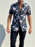 Lily Floral Party Shirt - Navy