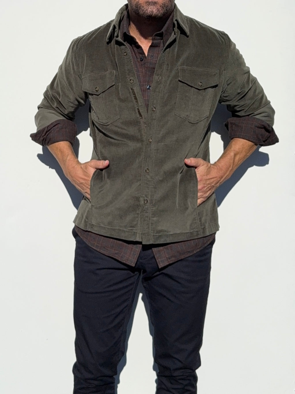 The Urban Legend Shirt Jacket in Corduroy - Dark Sage