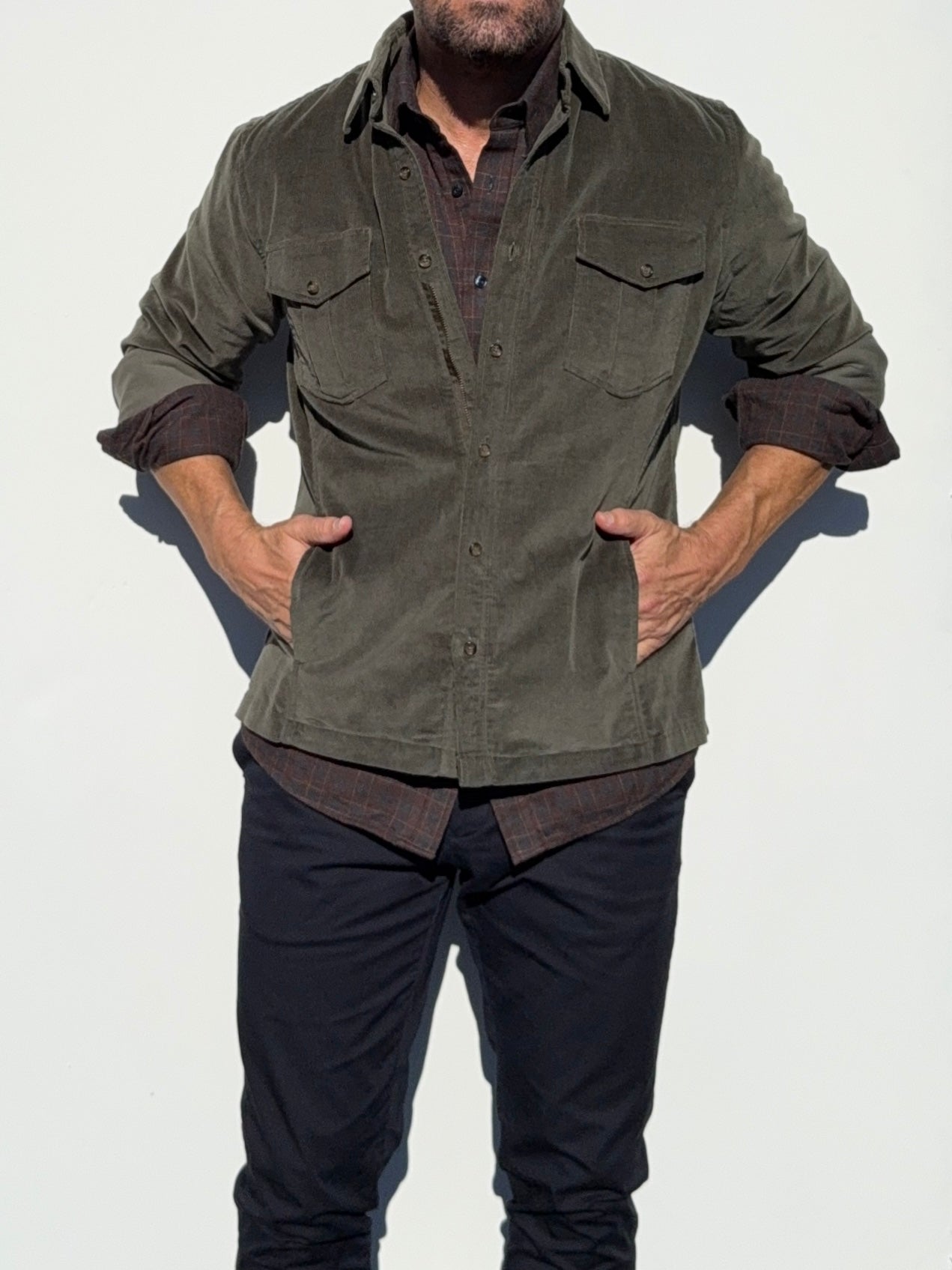 The Urban Legend Shirt Jacket in Corduroy - Dark Sage