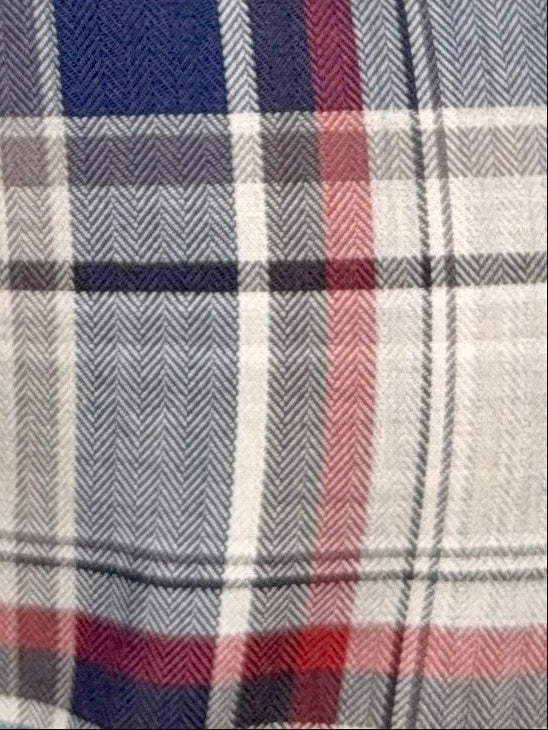 No-Pocket Unbrushed Flannel - Gray & Navy Plaid