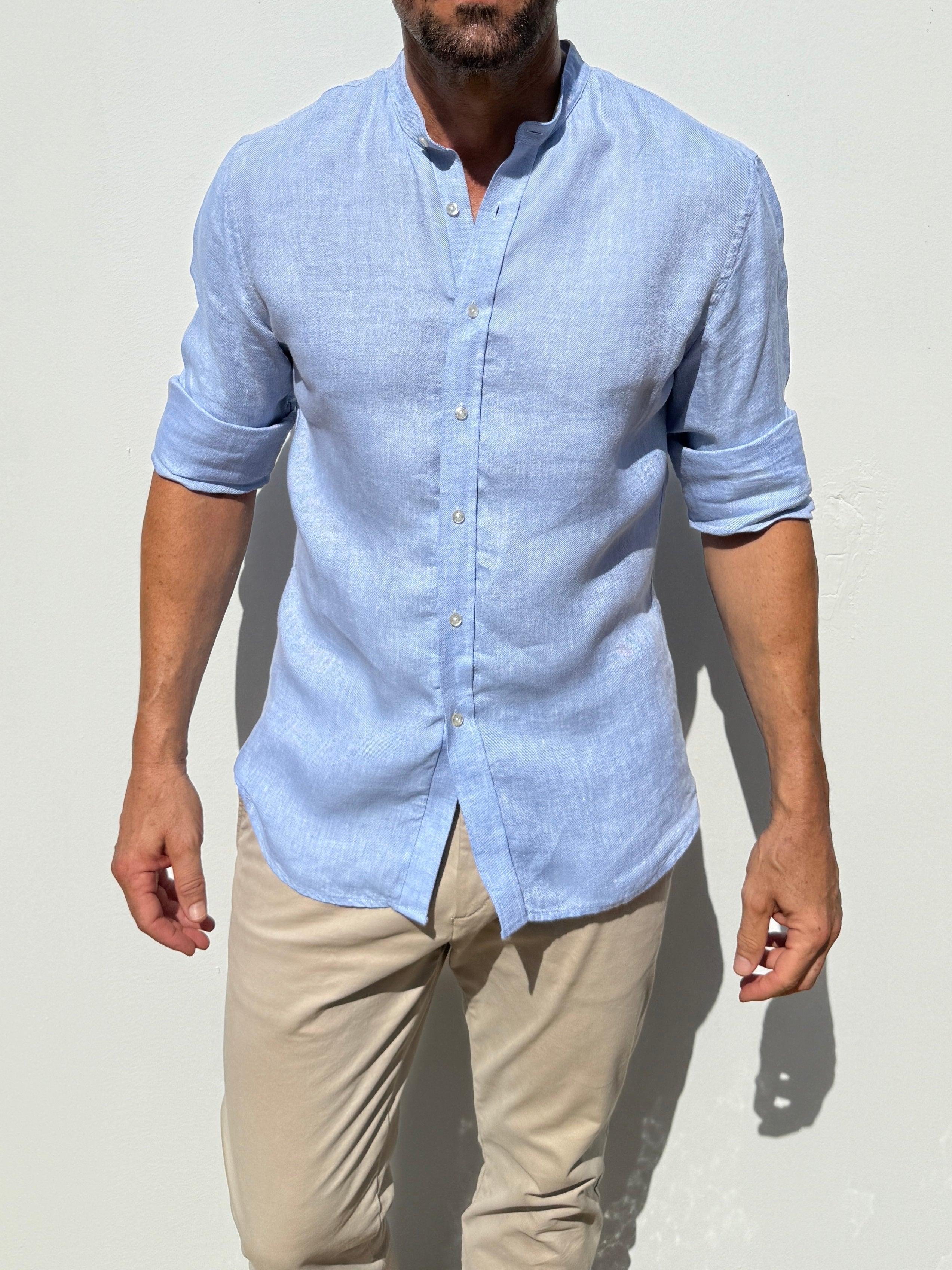 Band Collar Robust Linen - Light Blue