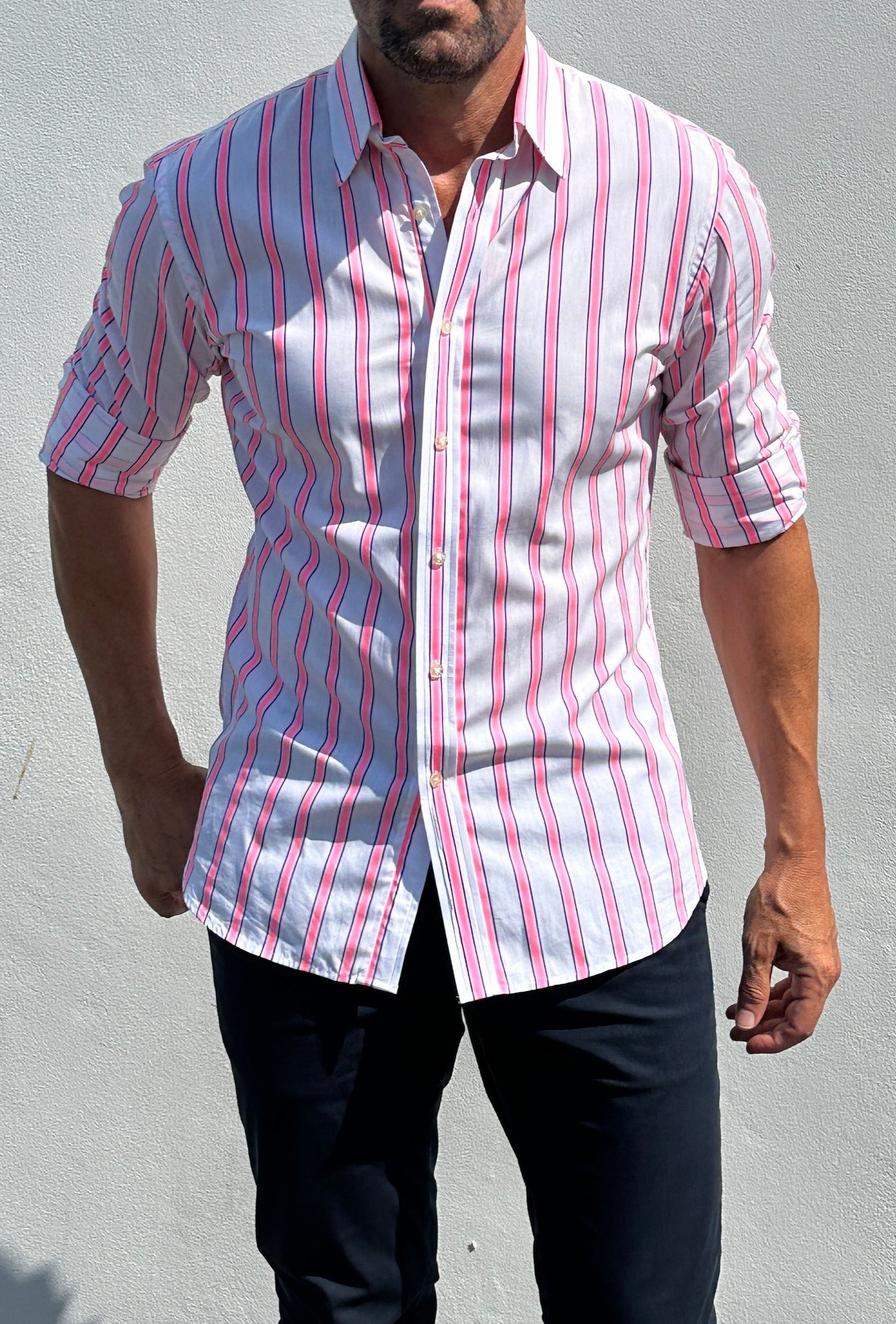 Neon Pink & Blue Stripe - Neon Pink & Blue Stripe