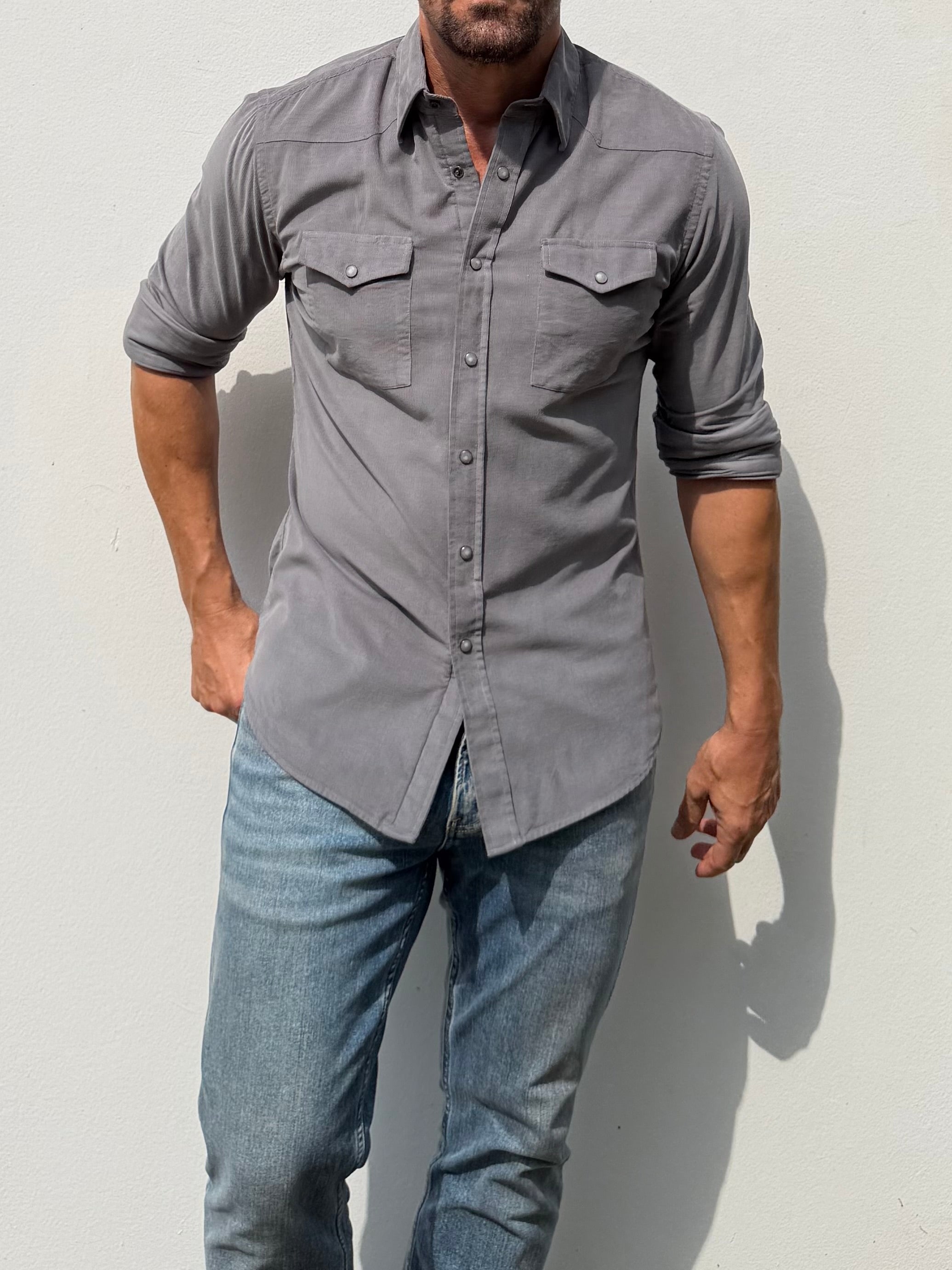 The Corduroy Western - Gunmetal Gray