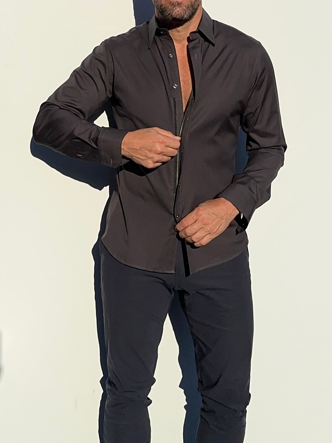 Incognito Stretch Poplin - Charcoal