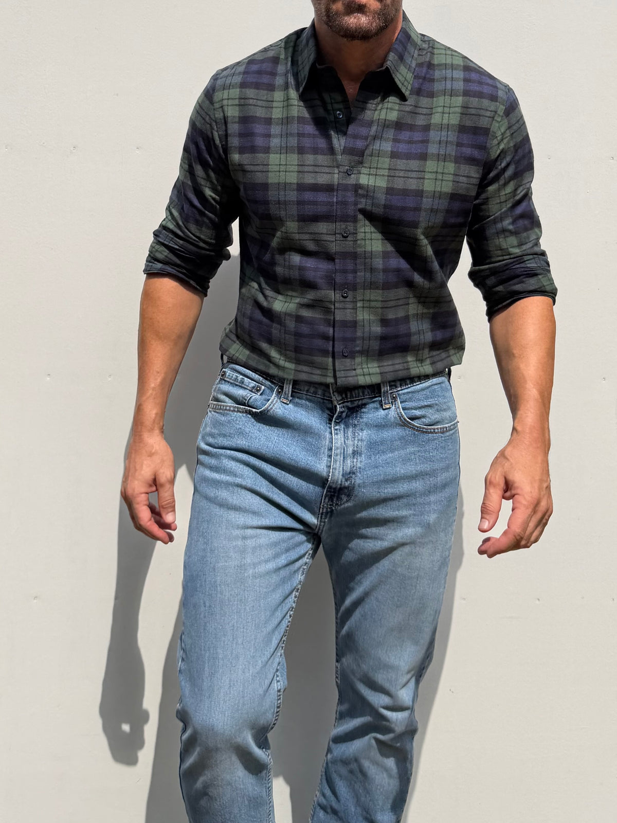 Plaid Dress Flannel - Green & Navy