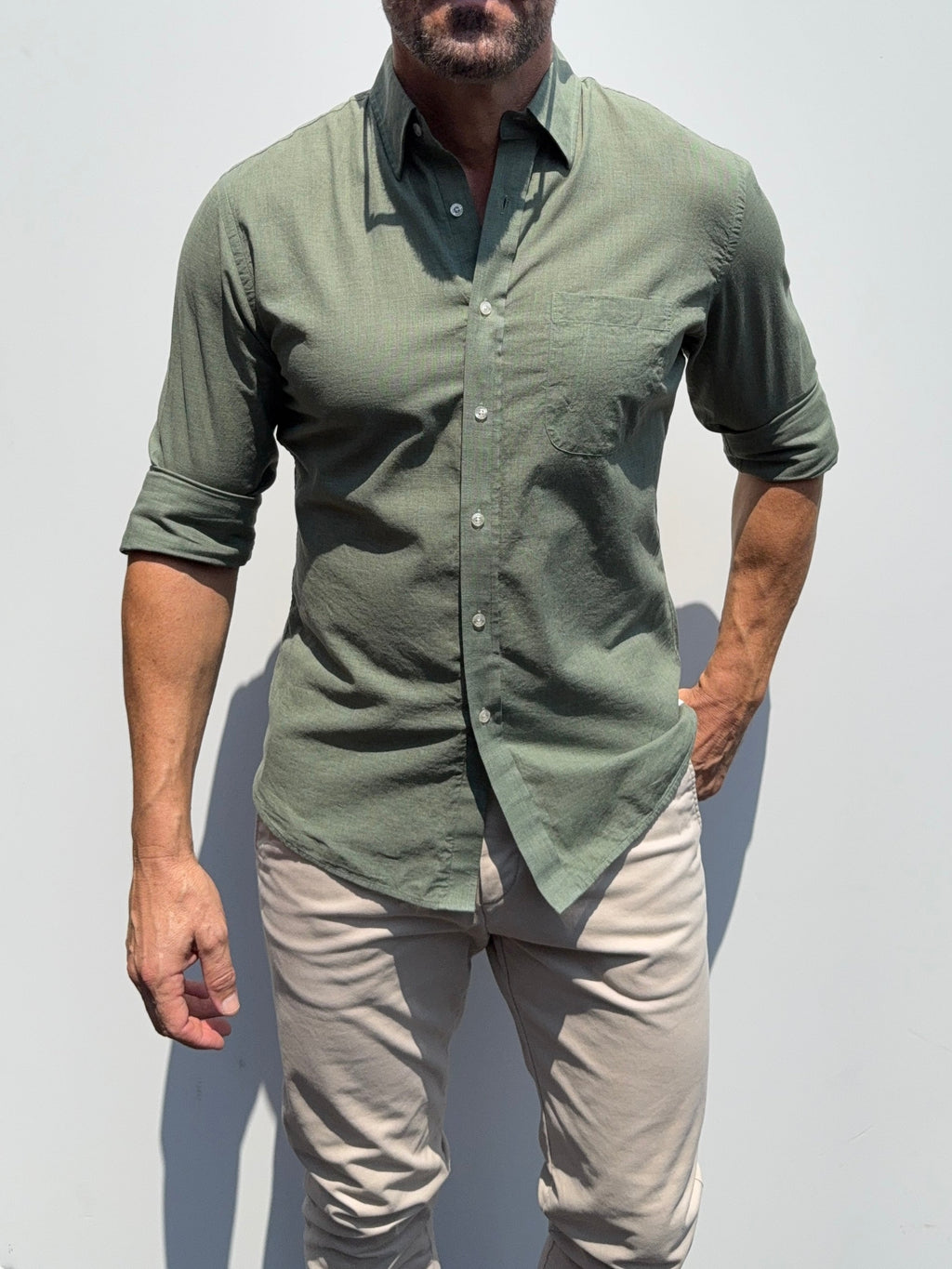 Super Lightweight Cotton- Long Sleeve - Moss Green
