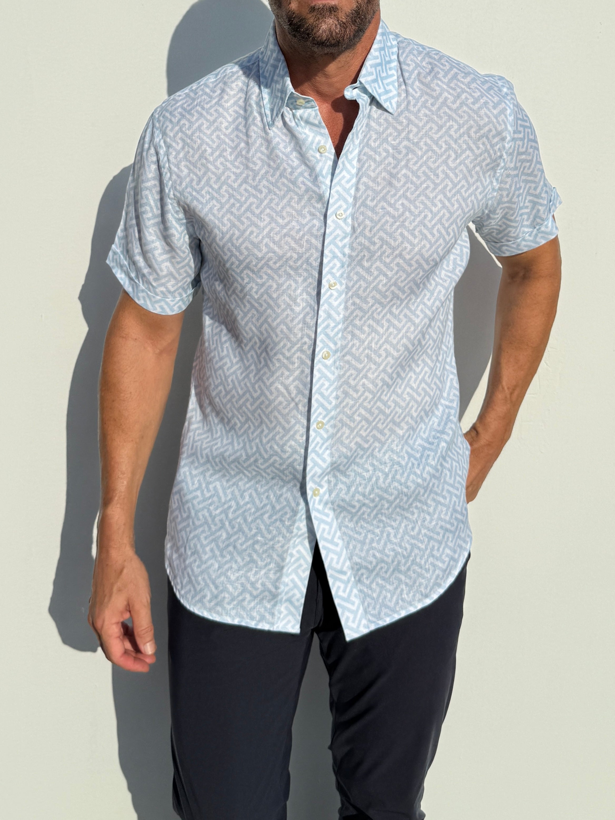 Geometric “T”s Party Shirt - Light Blue