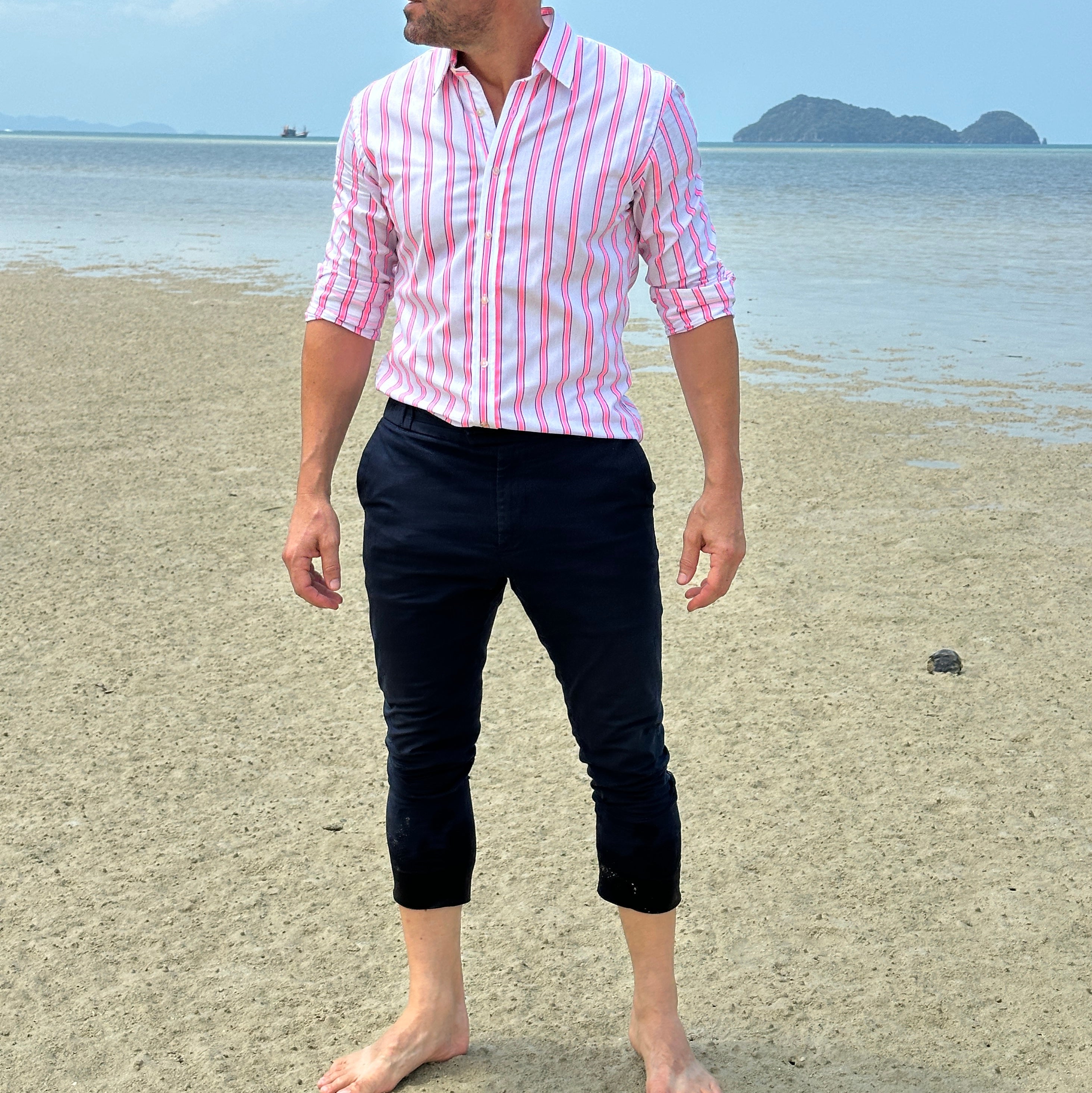 Neon Pink & Blue Stripe - Neon Pink & Blue Stripe