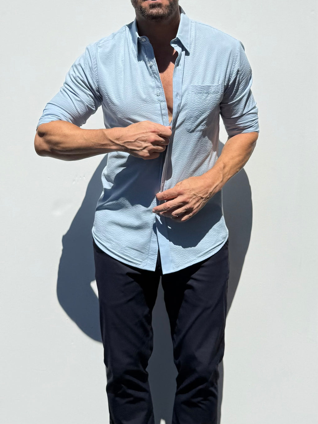 1-Pocket Seersucker - Light Blue- Small Batch #693