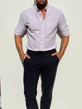 The Striped OCBD - Lavender Pinstripe