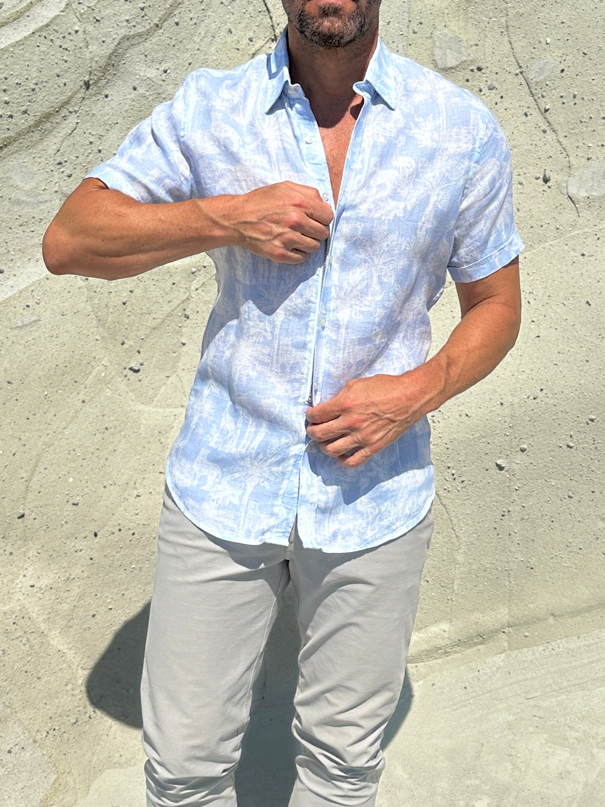 The Jungle Brothers Linen Party Shirt - Navy on White