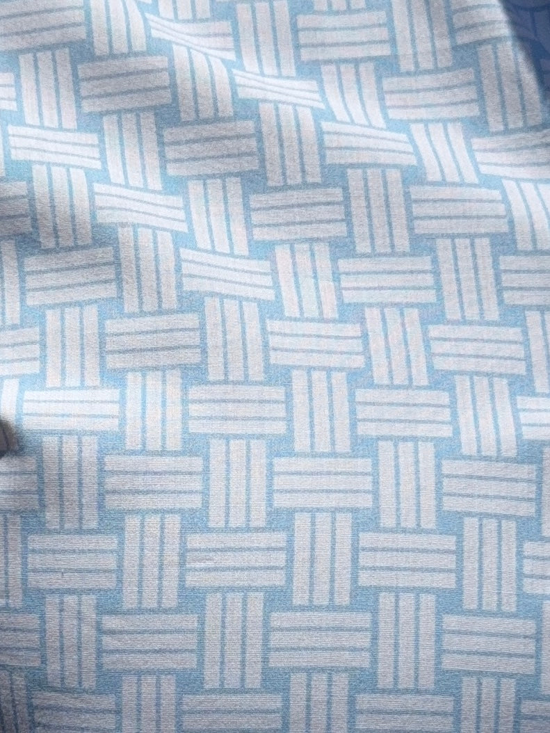 Basket Weave Print on Cotton - Light Blue Basket Weave