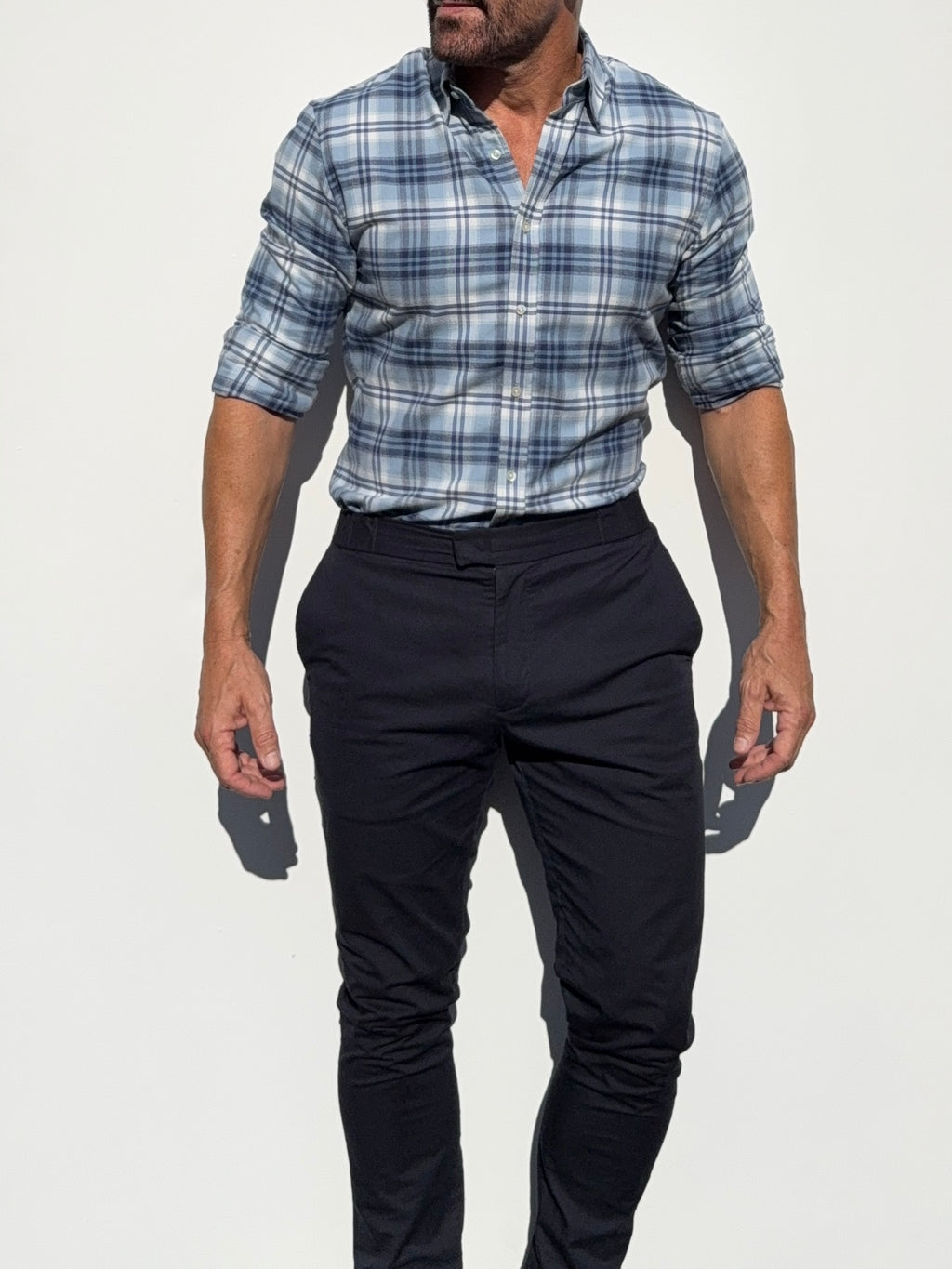 The No-Pocket Dress Flannel - Light Blue Plaid