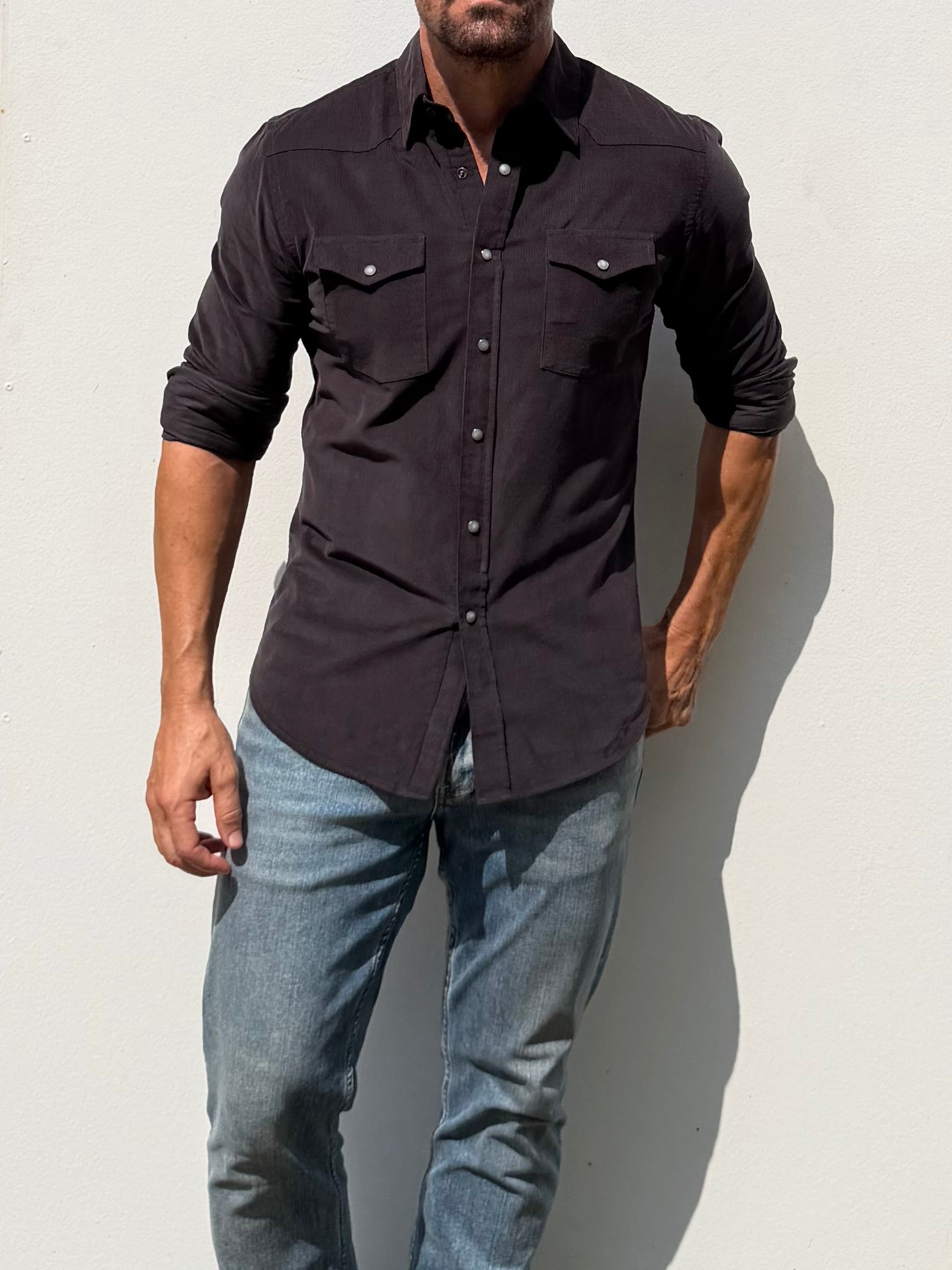 The Corduroy Western - Chocolate Brown/Gray