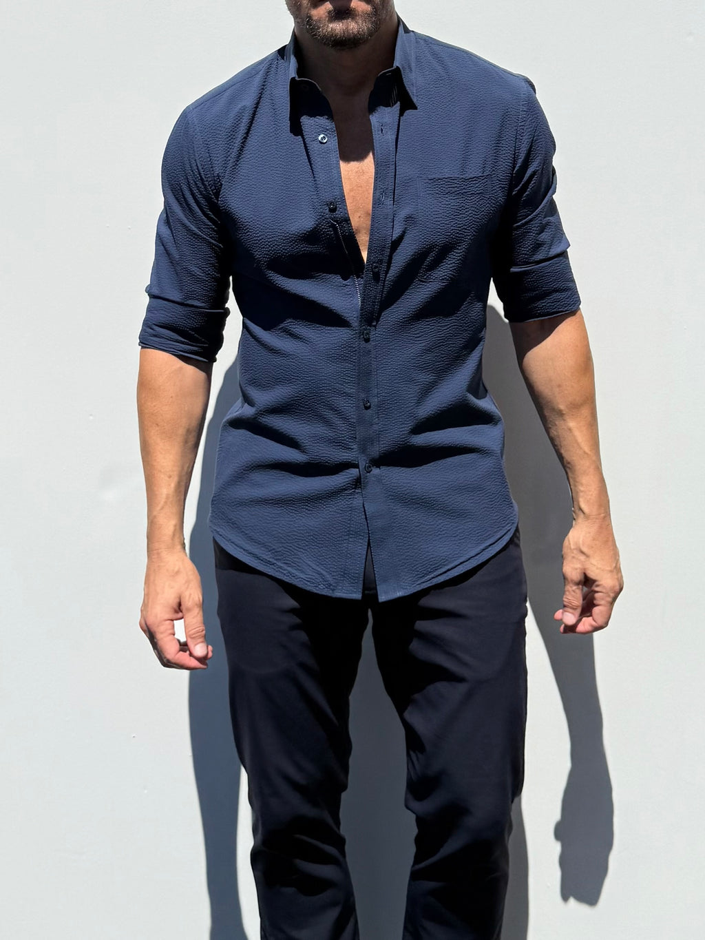 1-Pocket Seersucker - Navy- Small Batch #694