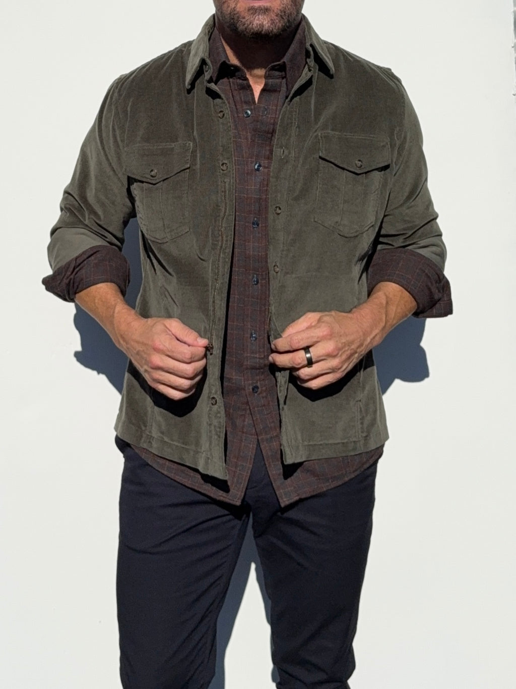The Urban Legend Shirt Jacket in Corduroy - Dark Sage
