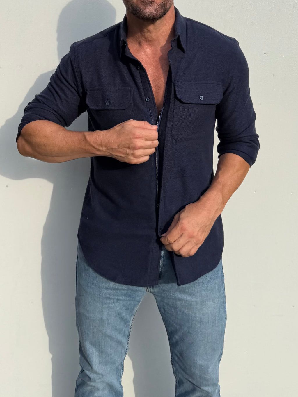 The Utility Shirt in Twill Flannel - Navy