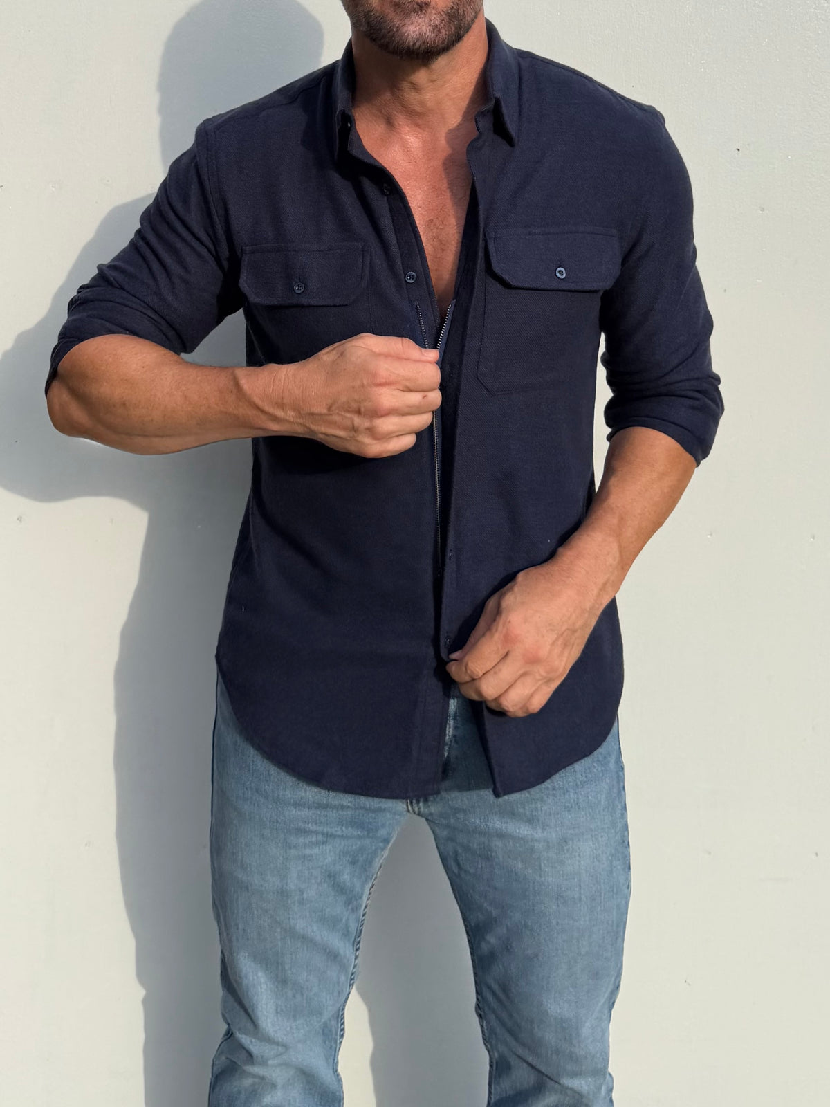 The Utility Shirt in Twill Flannel - Navy