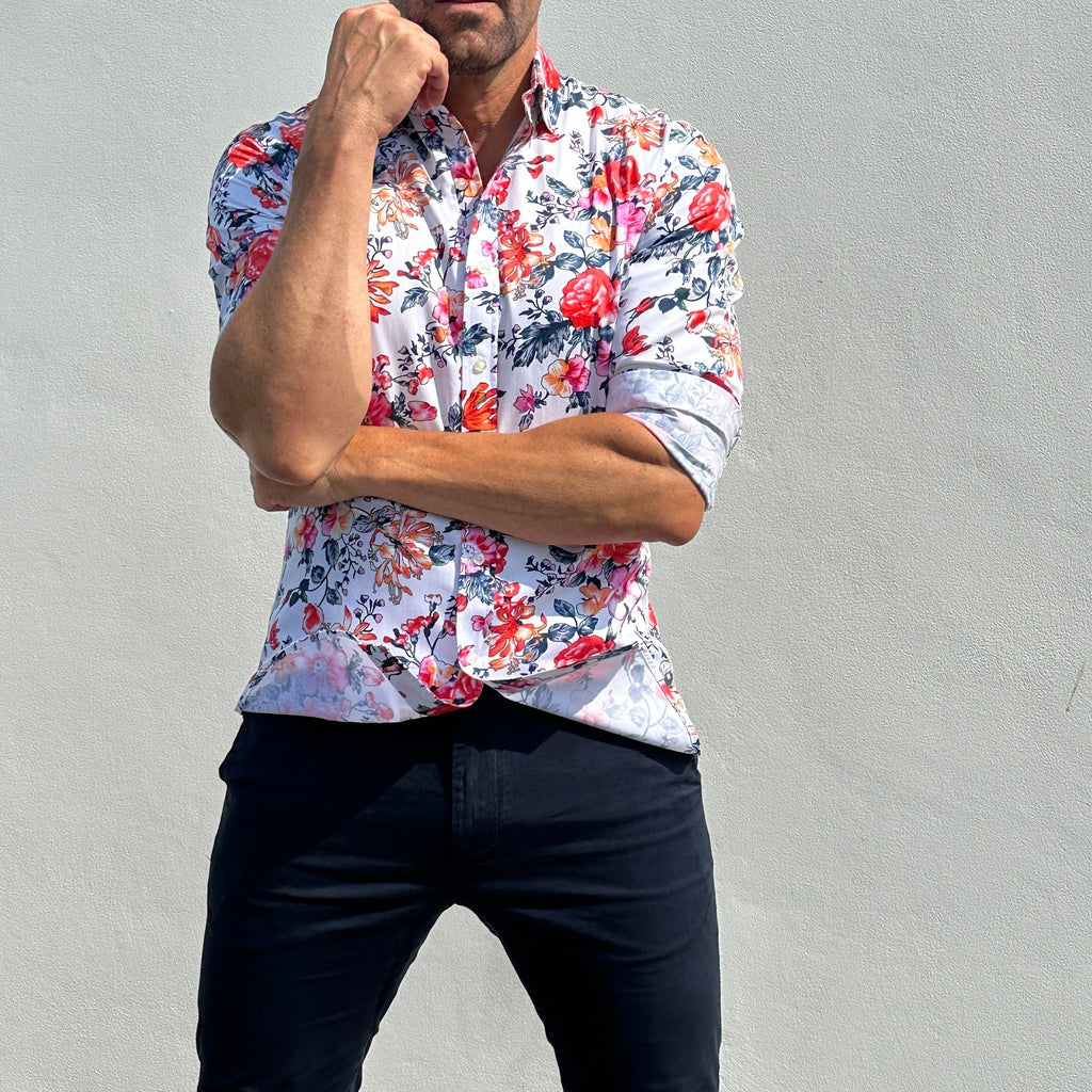 Rose Garden Party Shirt - Rose Garden on White