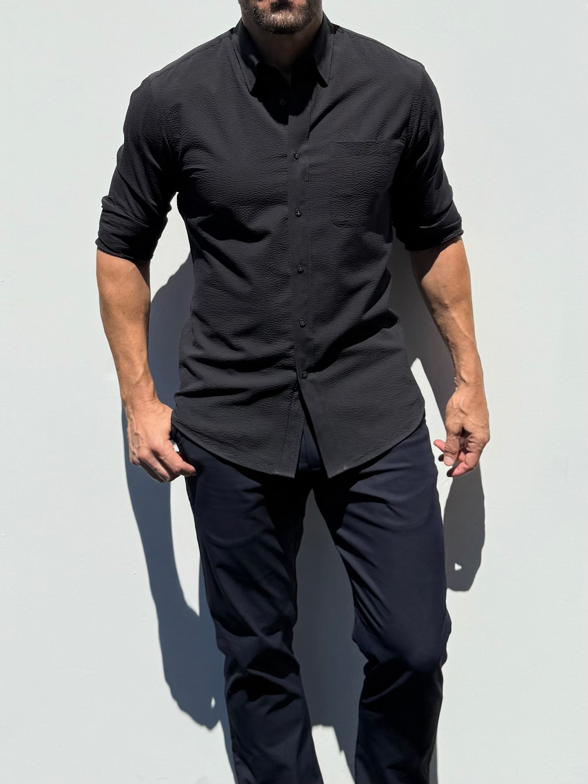 1-Pocket Seersucker - Black- Small Batch #691