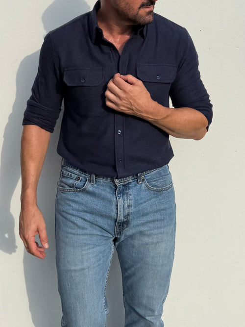 The Utility Shirt in Twill Flannel - Navy