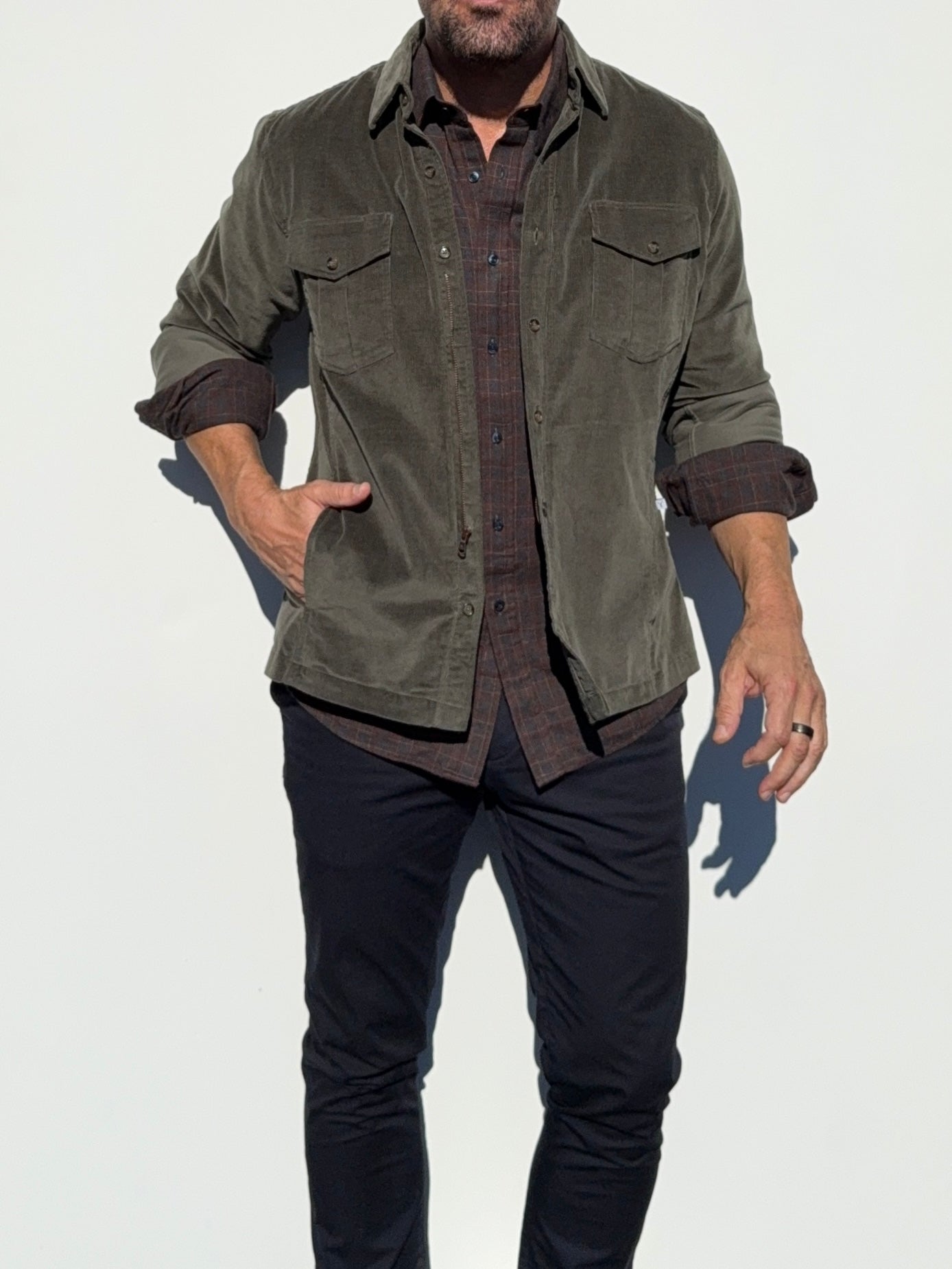 The Urban Legend Shirt Jacket in Corduroy - Dark Sage