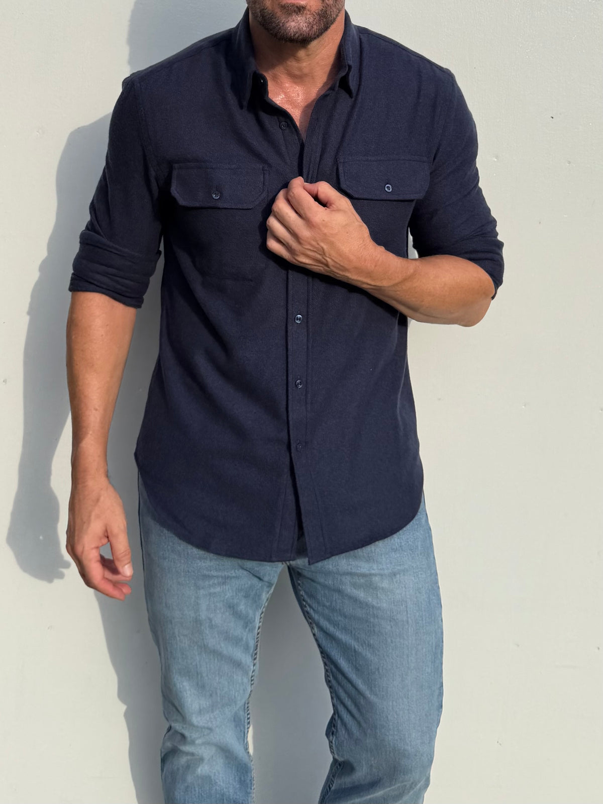 The Utility Shirt in Twill Flannel - Navy