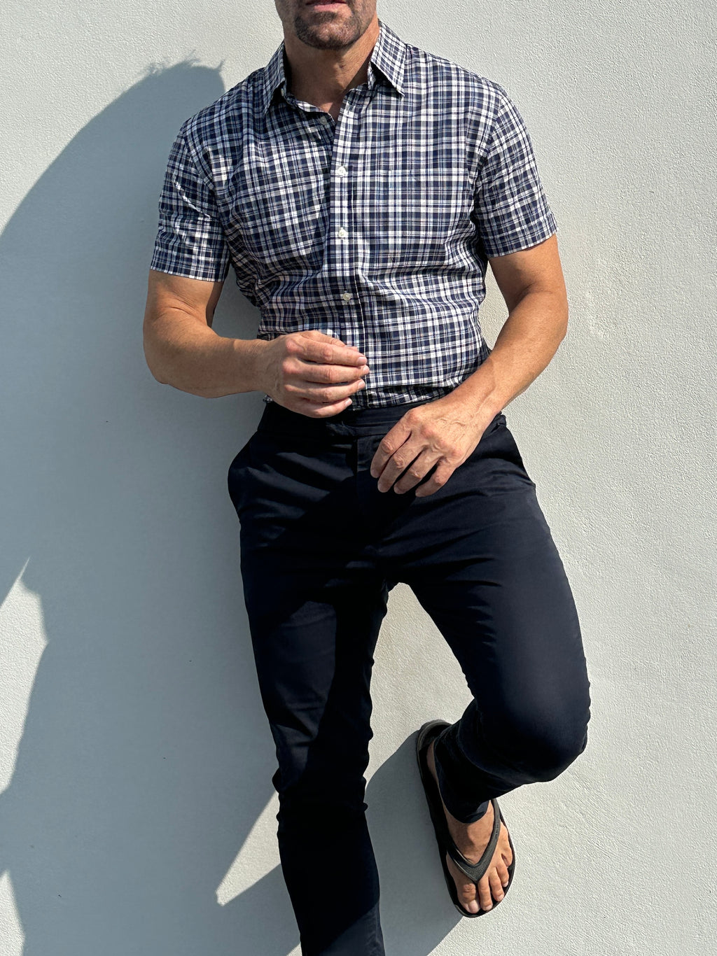 Navy & Gray Plaid Broadcloth - Navy & Gray Plaid Broadcloth