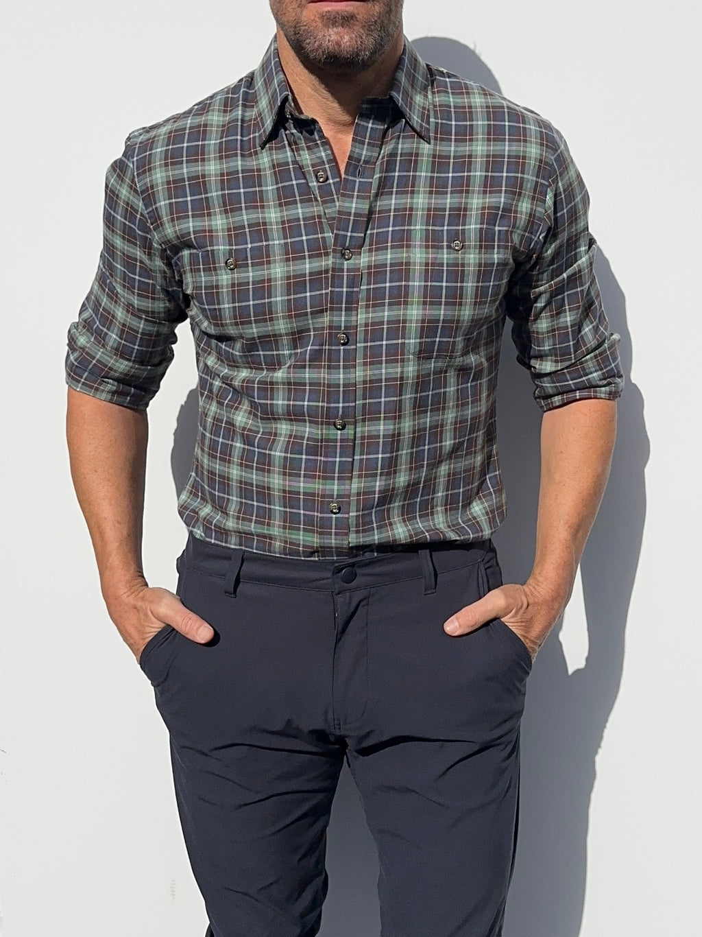 Sage, Blue & Brown Flannel - Sage Blue Brown