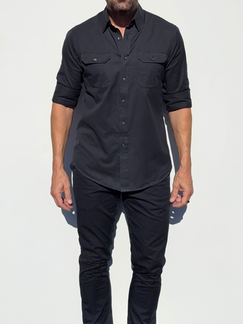 The Utility Shirt in Twill - Jet Black