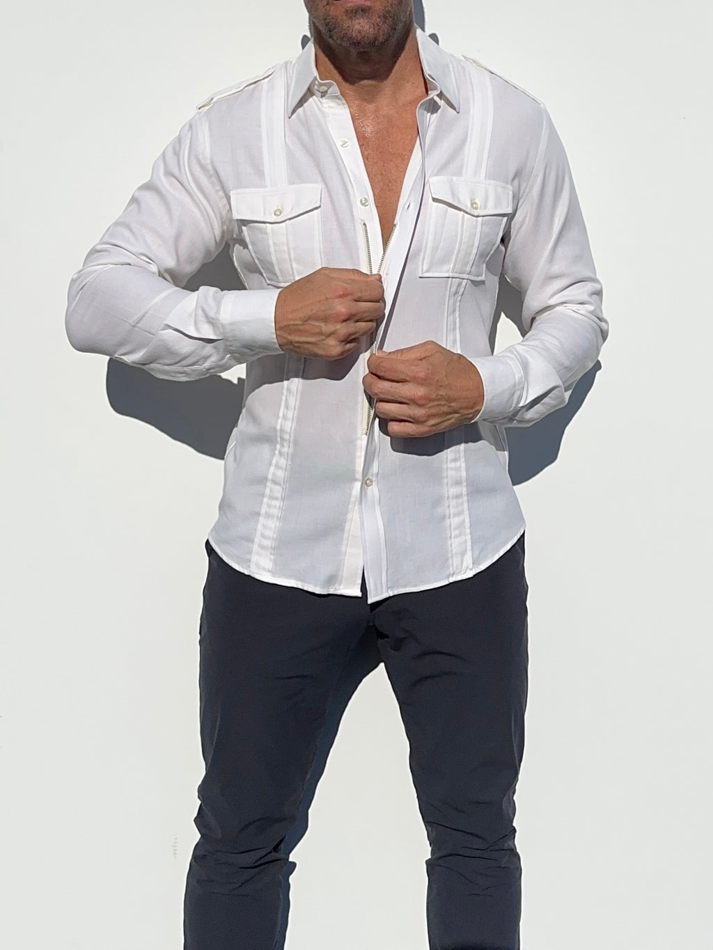 The Raider Shirt in Brushed Twill - Ivory
