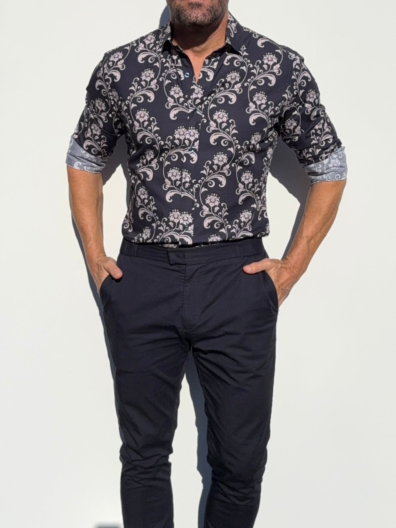 Ornamental Flowers on Navy - Ornamental Flowers