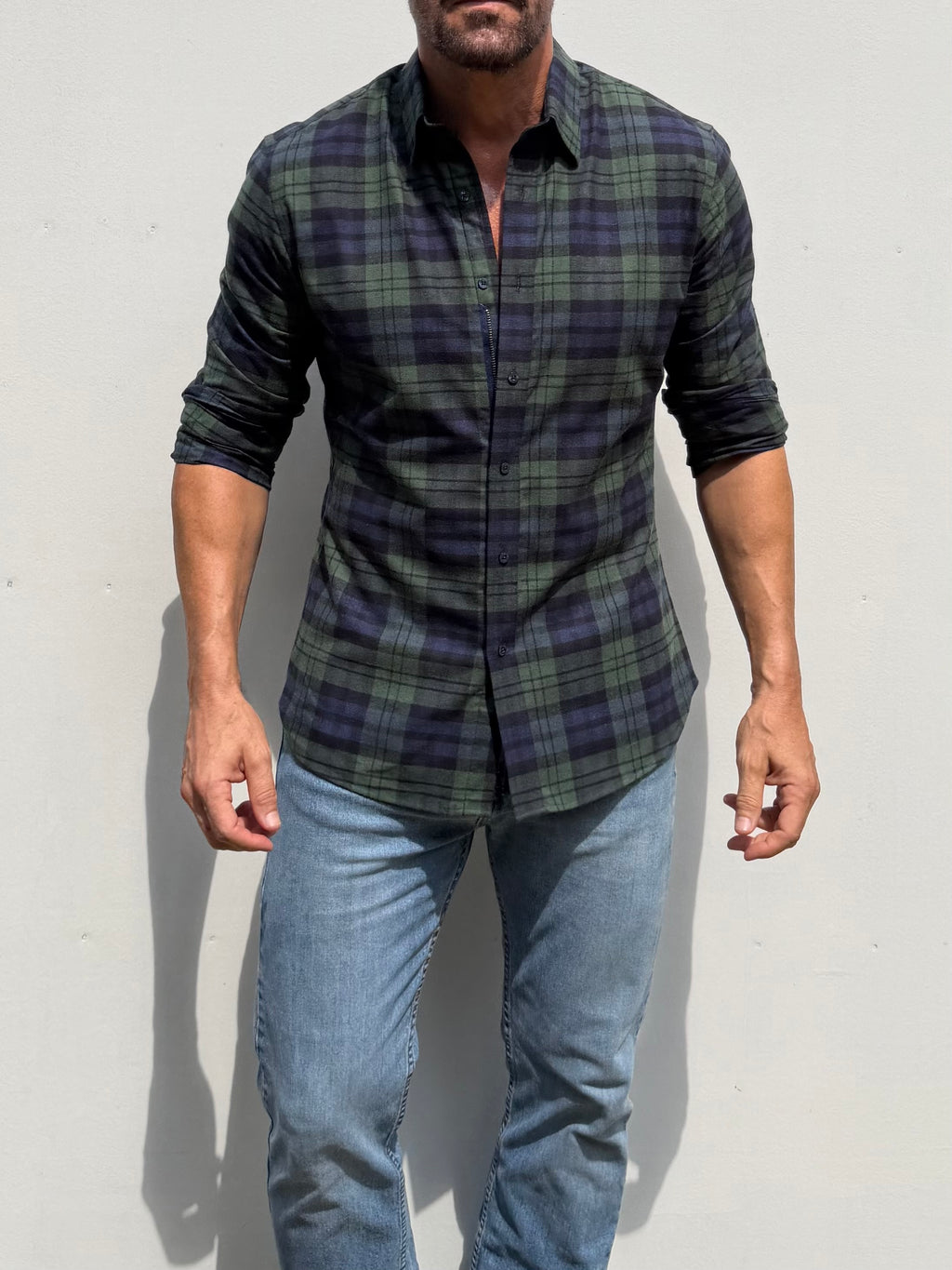Plaid Dress Flannel - Green & Navy