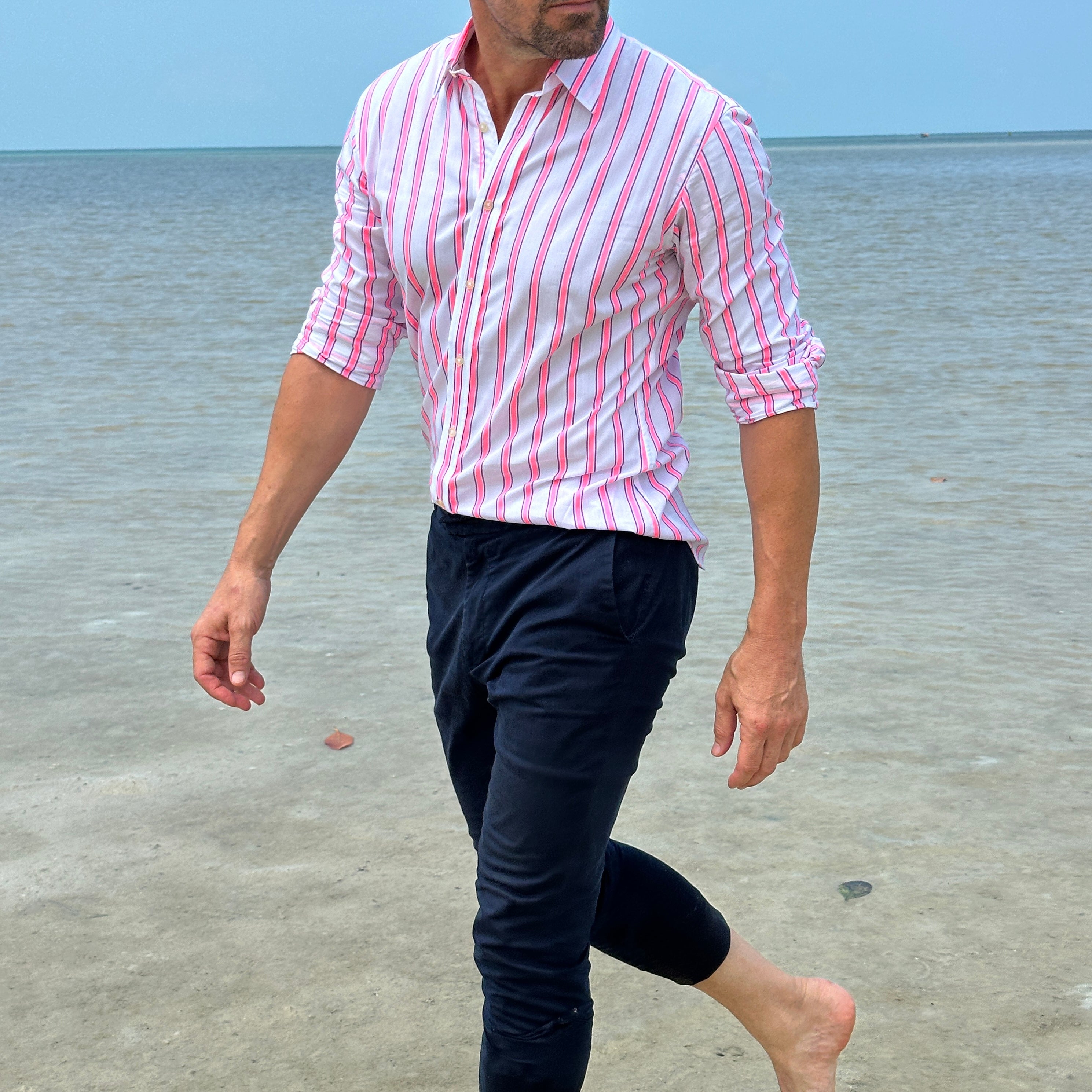 Neon Pink & Blue Stripe - Neon Pink & Blue Stripe