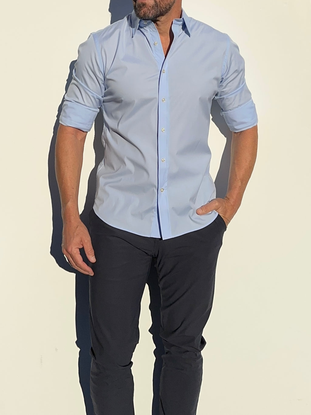 Incognito Stretch Poplin - Light Blue