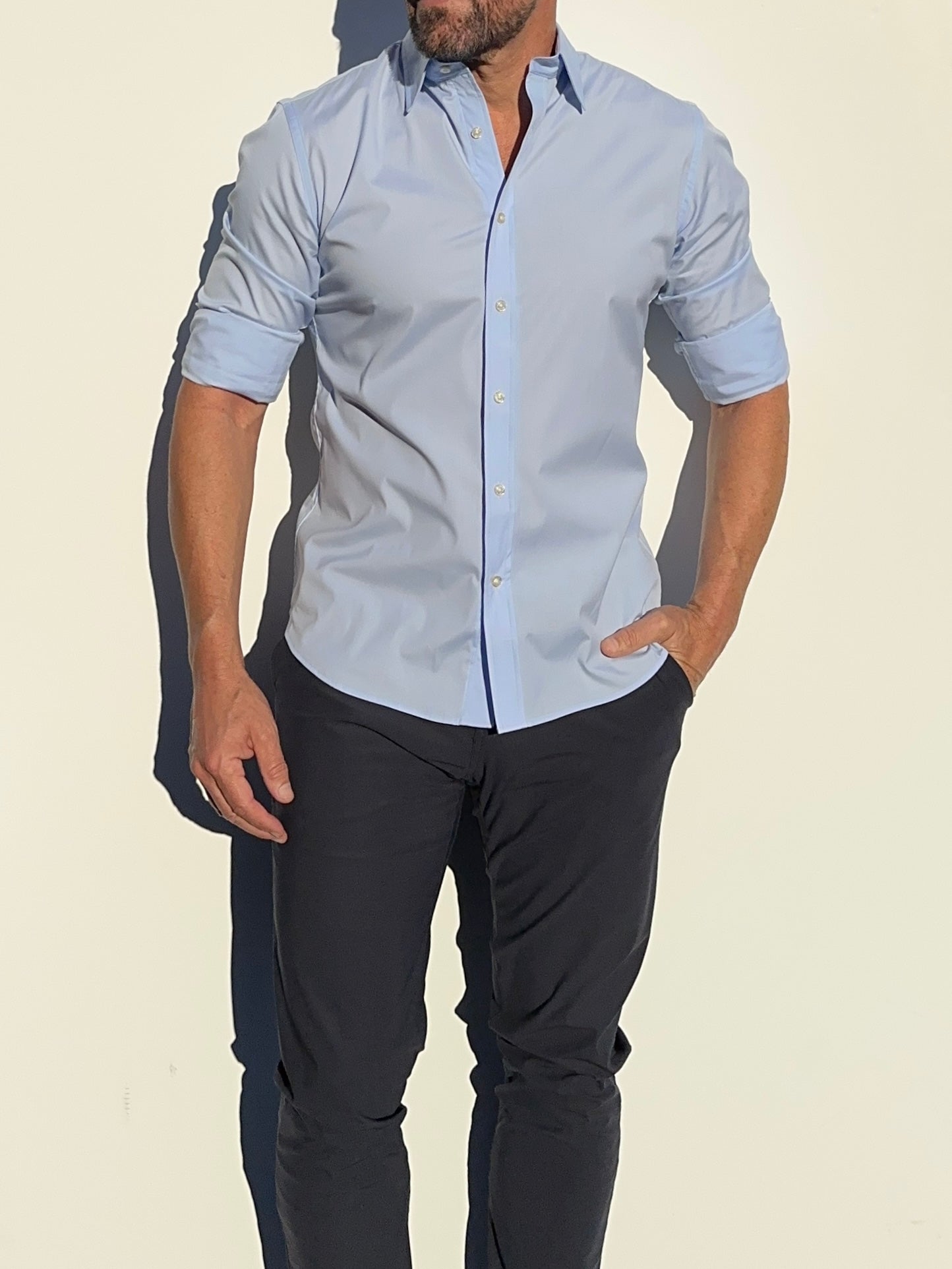 Incognito Stretch Poplin - Light Blue