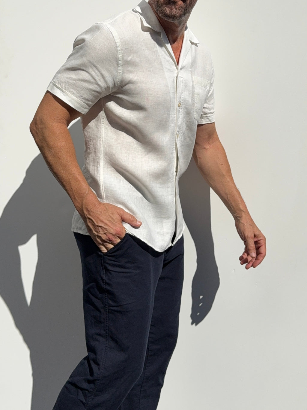 Linen Camp Collar Shirt - Off-White- Small Batch #679