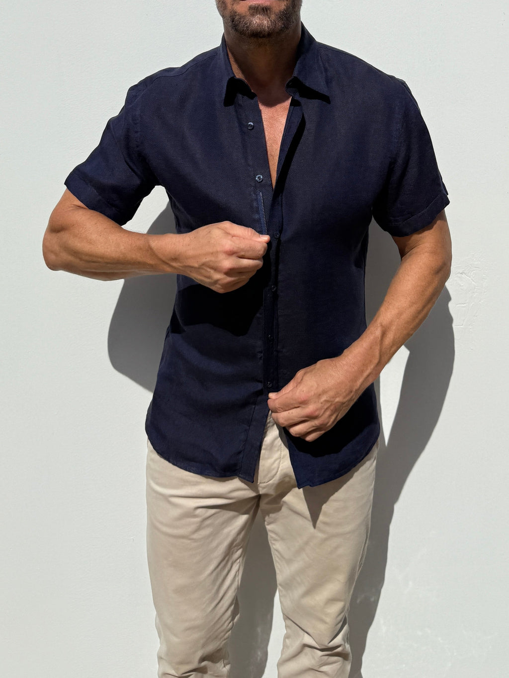 Short Sleeve Robust Linen - Midnight