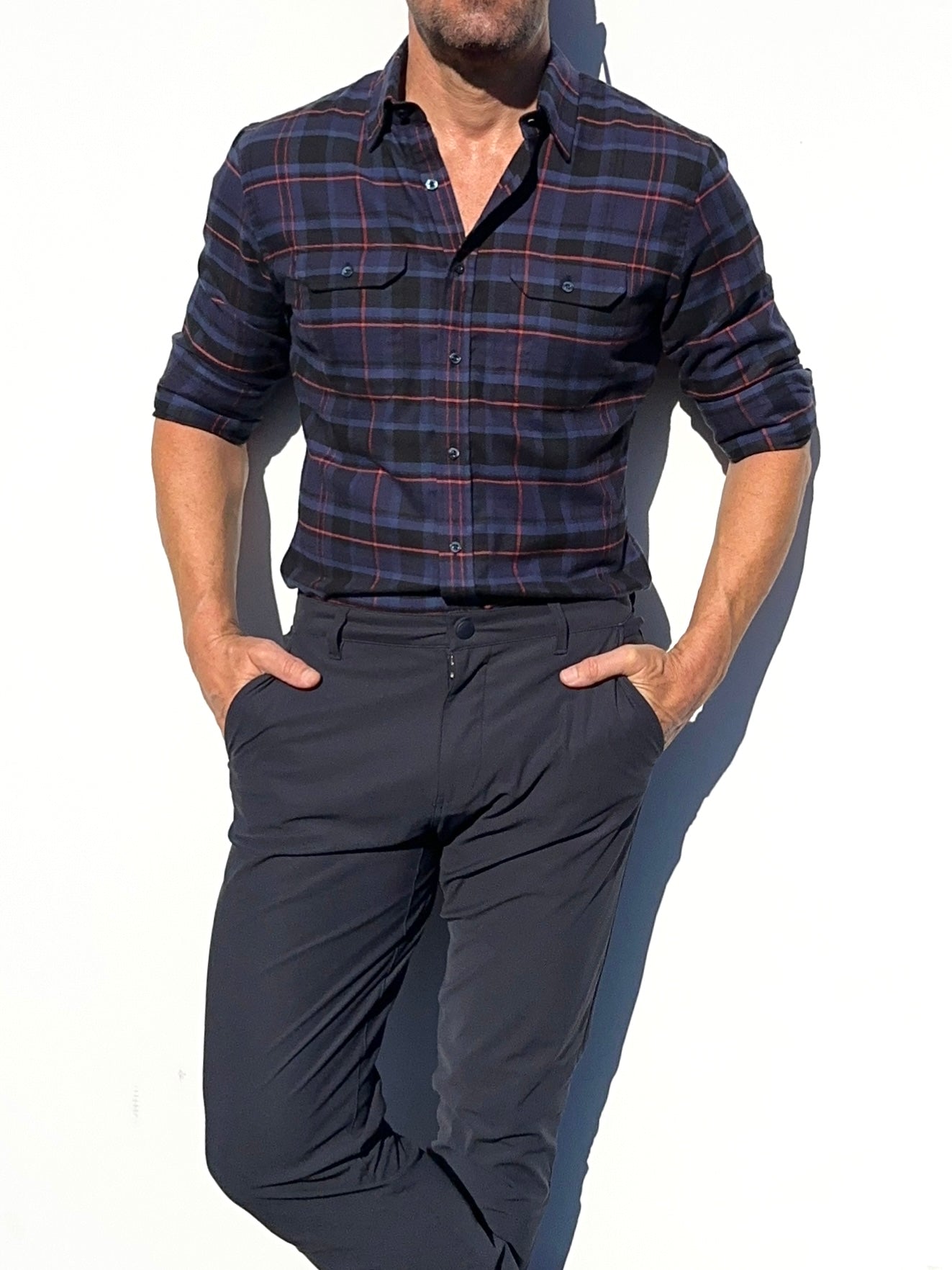 Navy, Black & Red Utility Flannel - Navy & Red