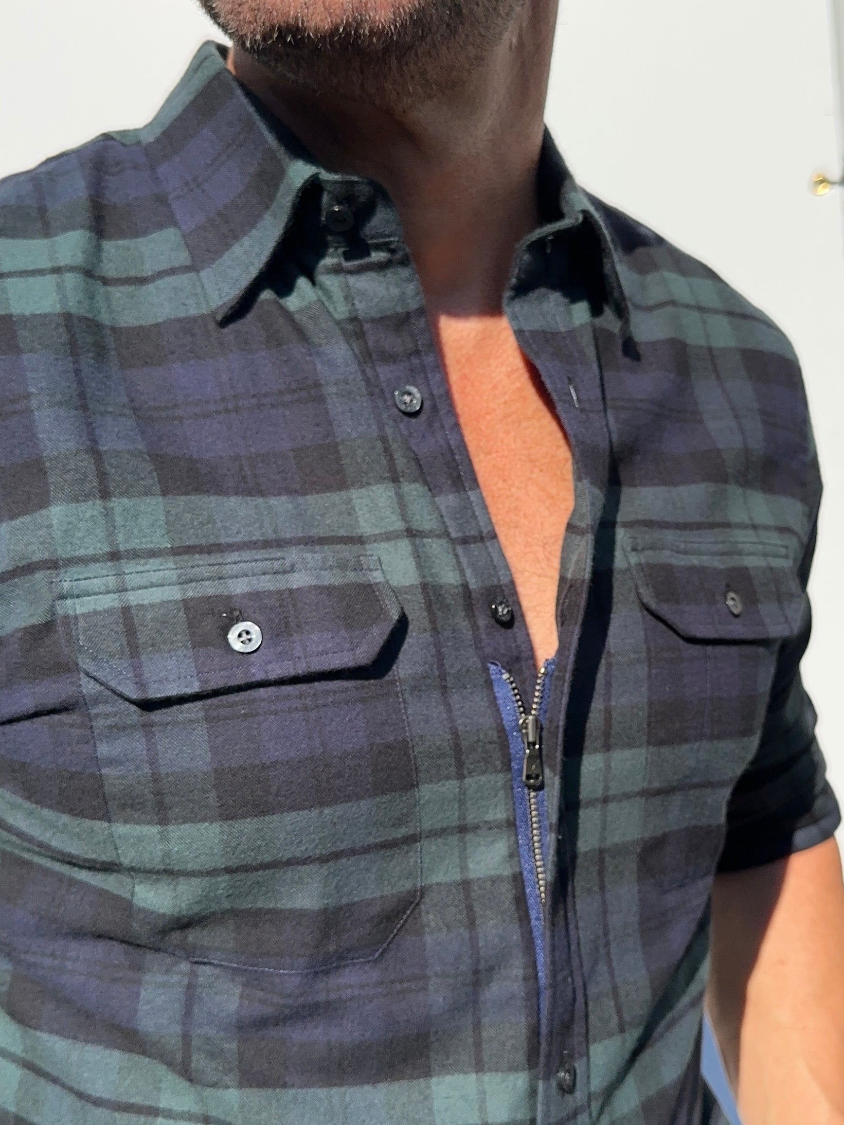 Forest, Navy & Black Utility Flannel - Sage Navy & Black Flannel