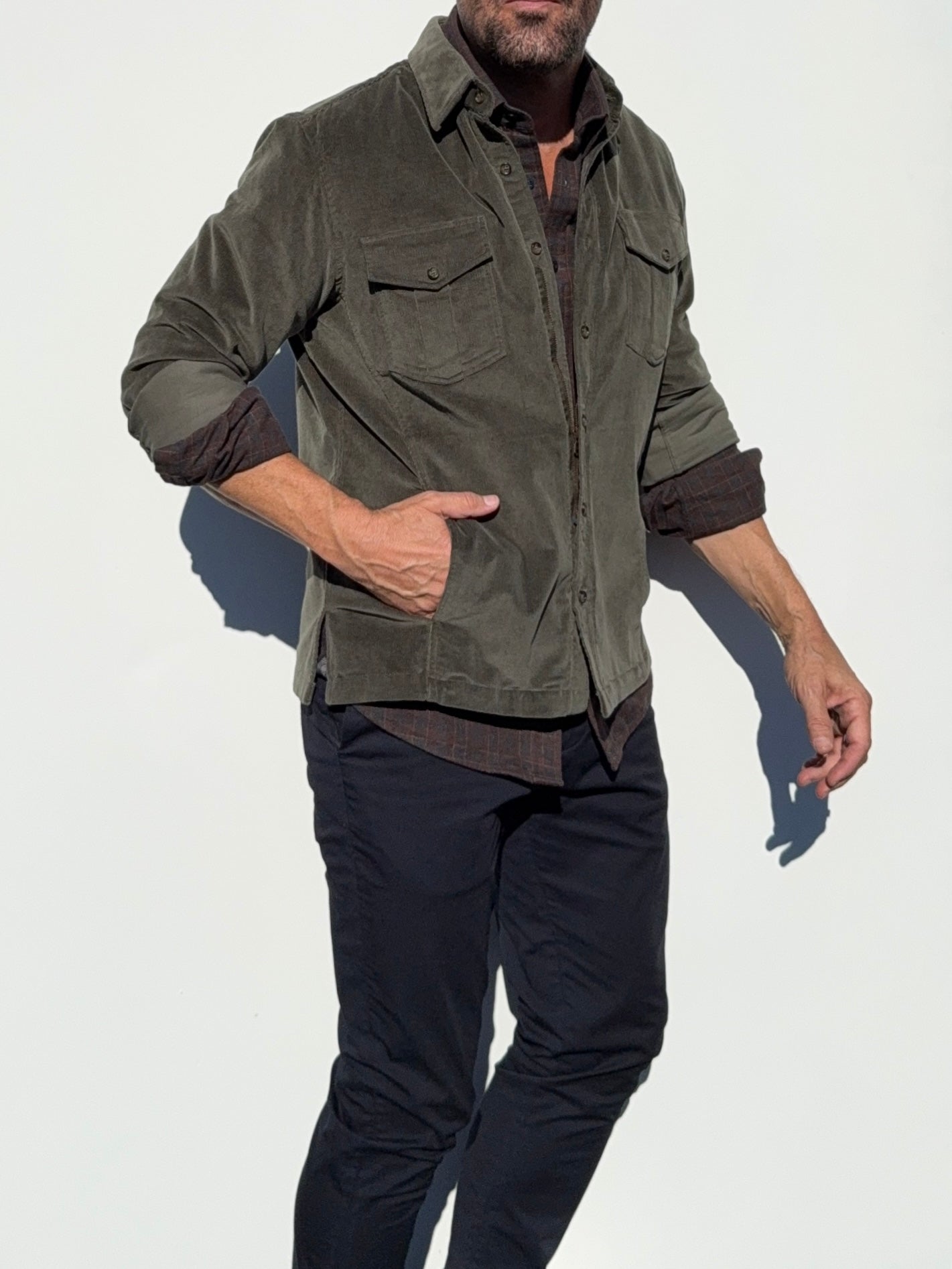 The Urban Legend Shirt Jacket in Corduroy - Dark Sage
