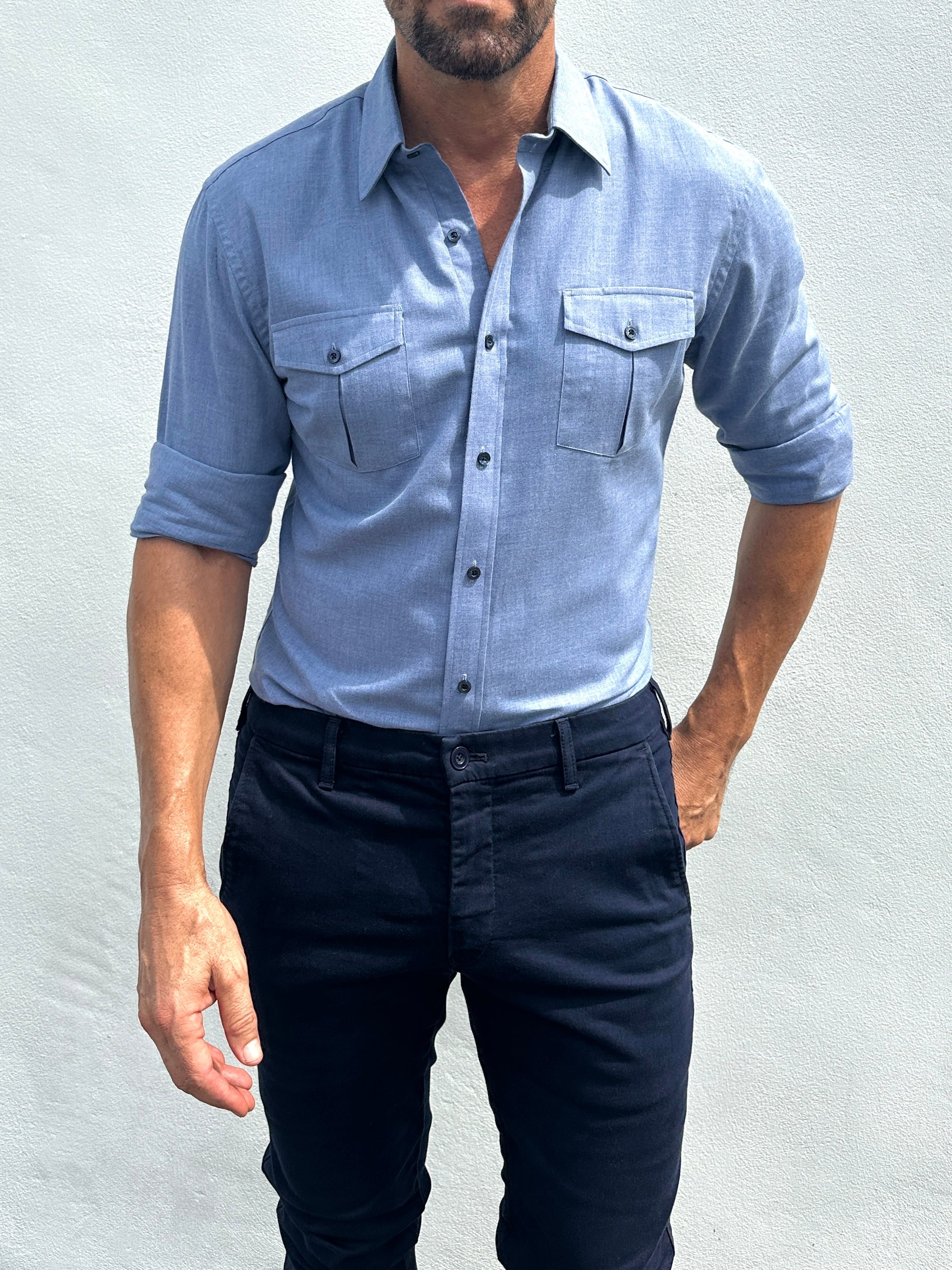 The Two-Pocket Flannel - Light Blue