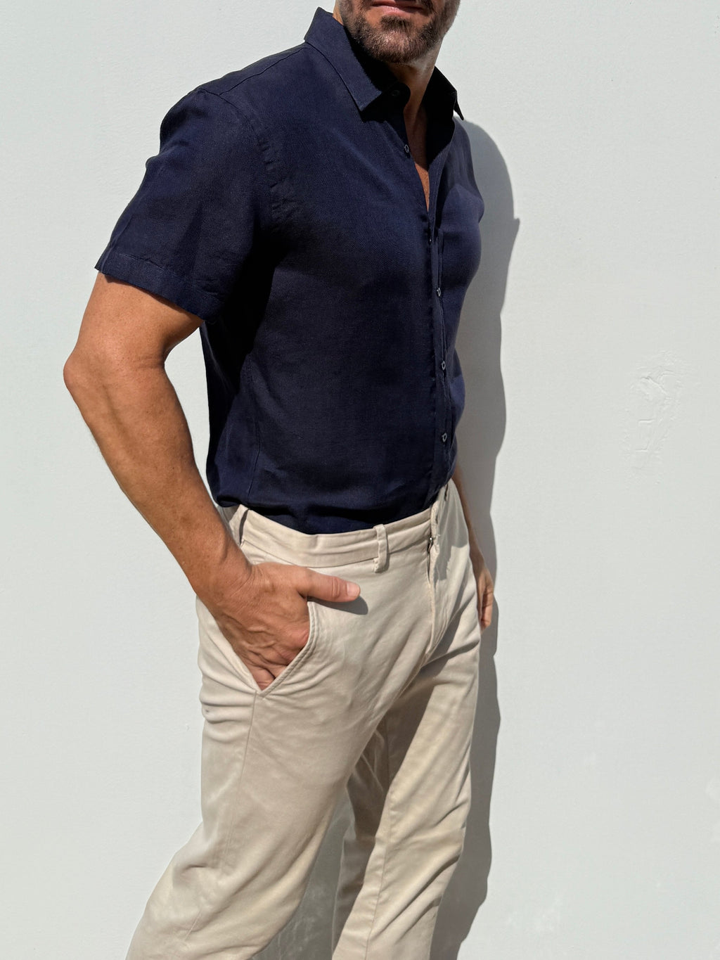 Short Sleeve Robust Linen - Midnight
