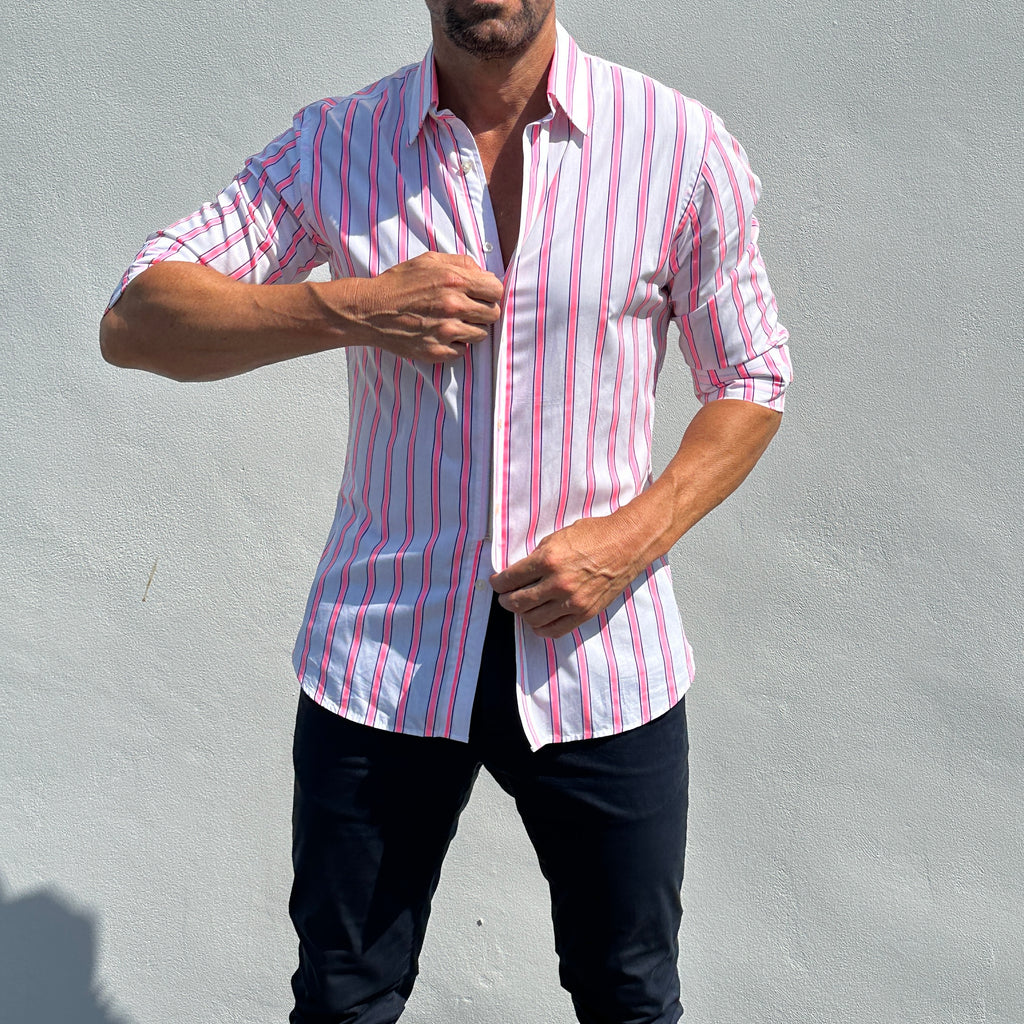 Neon Pink & Blue Stripe - Neon Pink & Blue Stripe